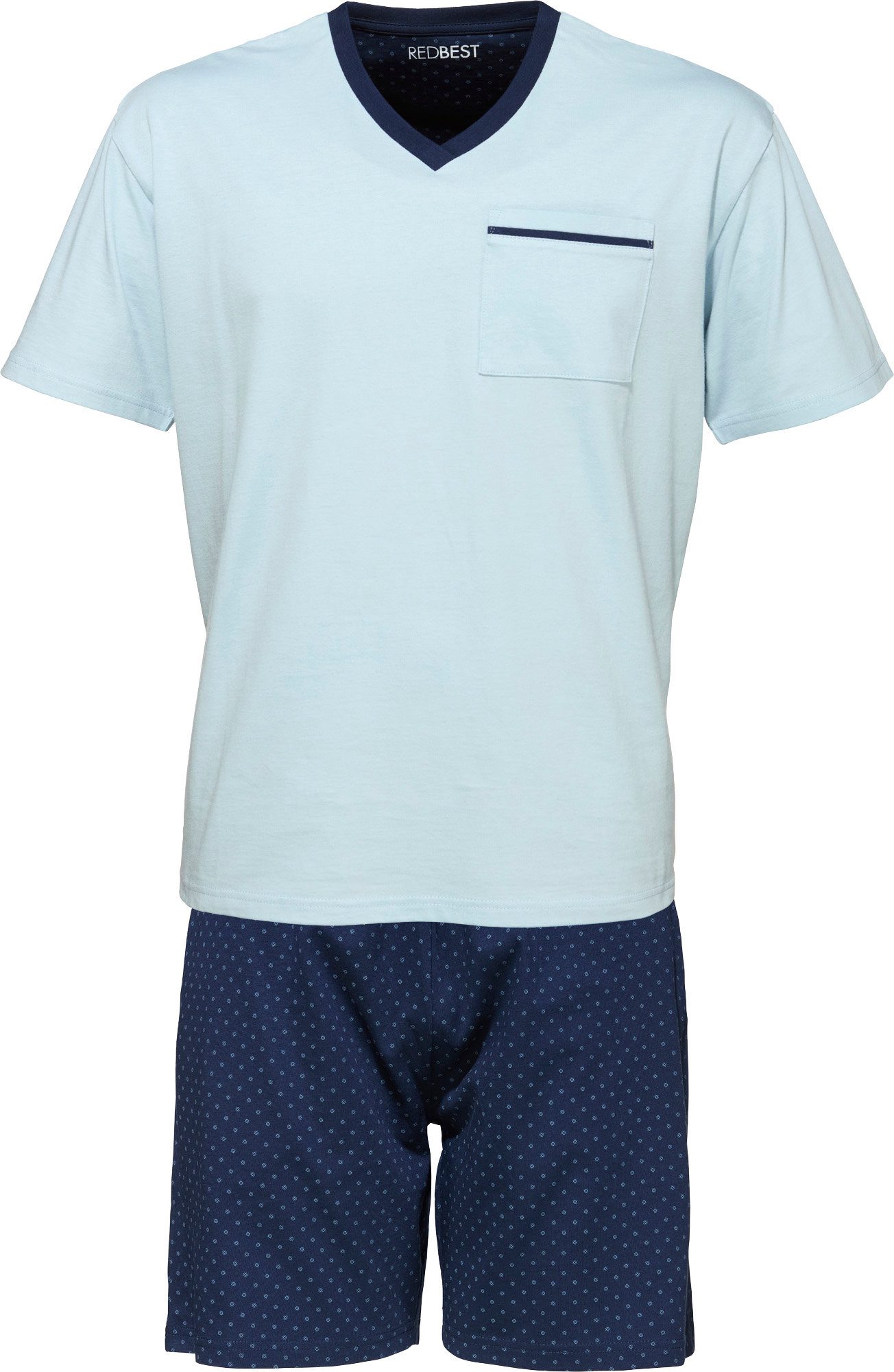 REDBEST Pyjama Herren-Shorty Single-Jersey gemustert