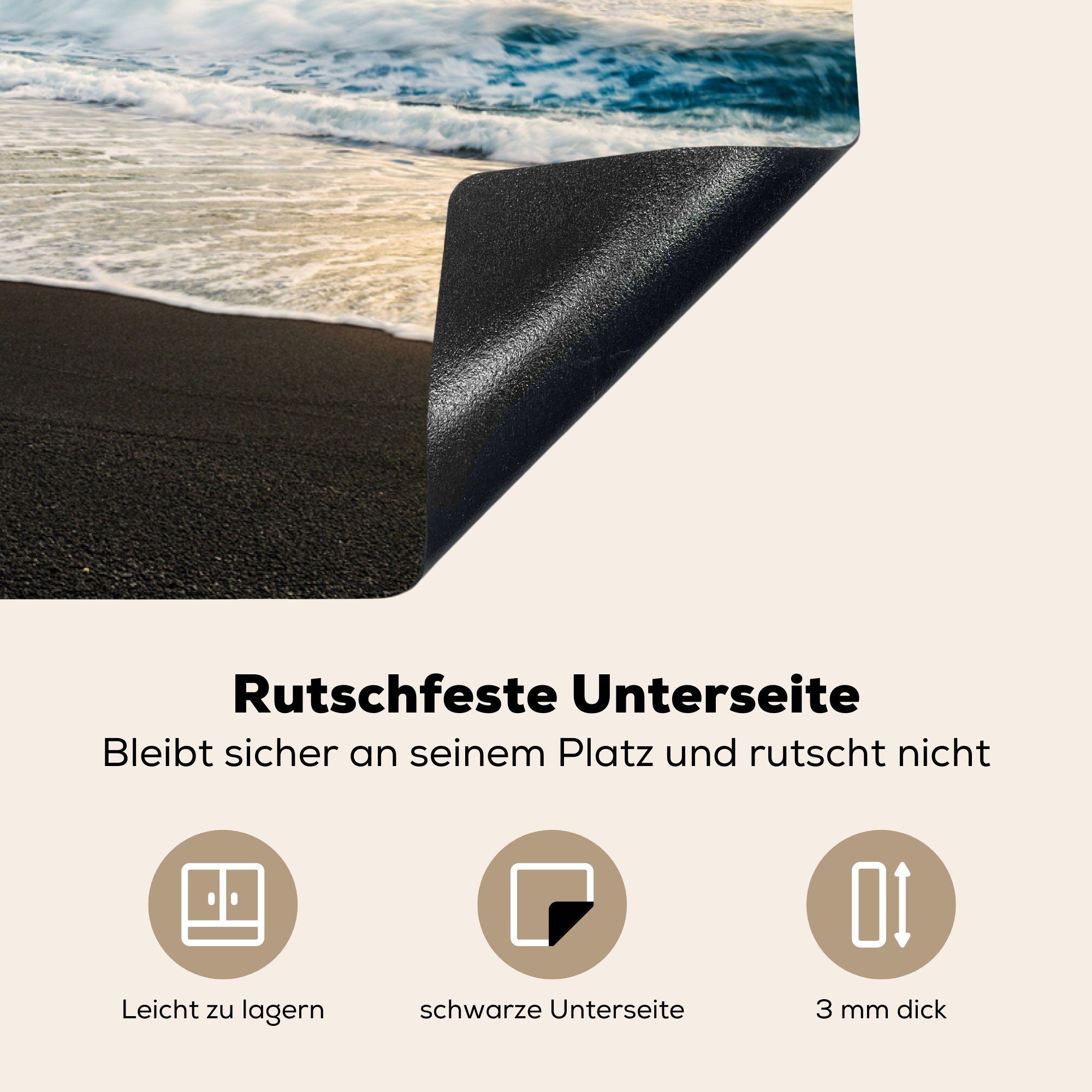 die (1 cm, MuchoWow Induktionskochfeld - Strand Vinyl, Hawaii Ceranfeldabdeckung Insel, tlg), für 81x52 Herdblende-/Abdeckplatte Schutz - küche,