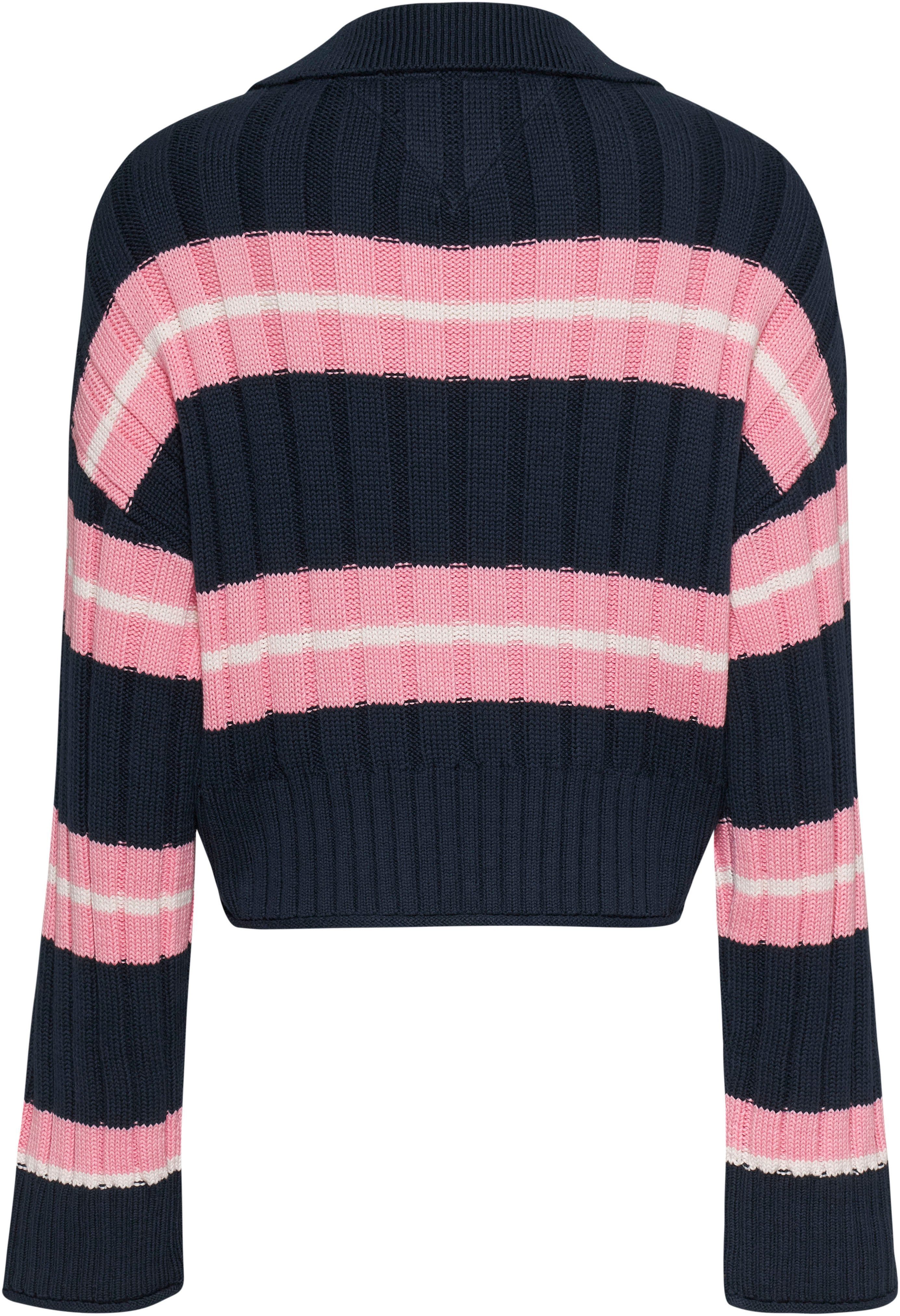 mit Strickpullover Front-Logoprägung Jeans marine/bunt Tommy