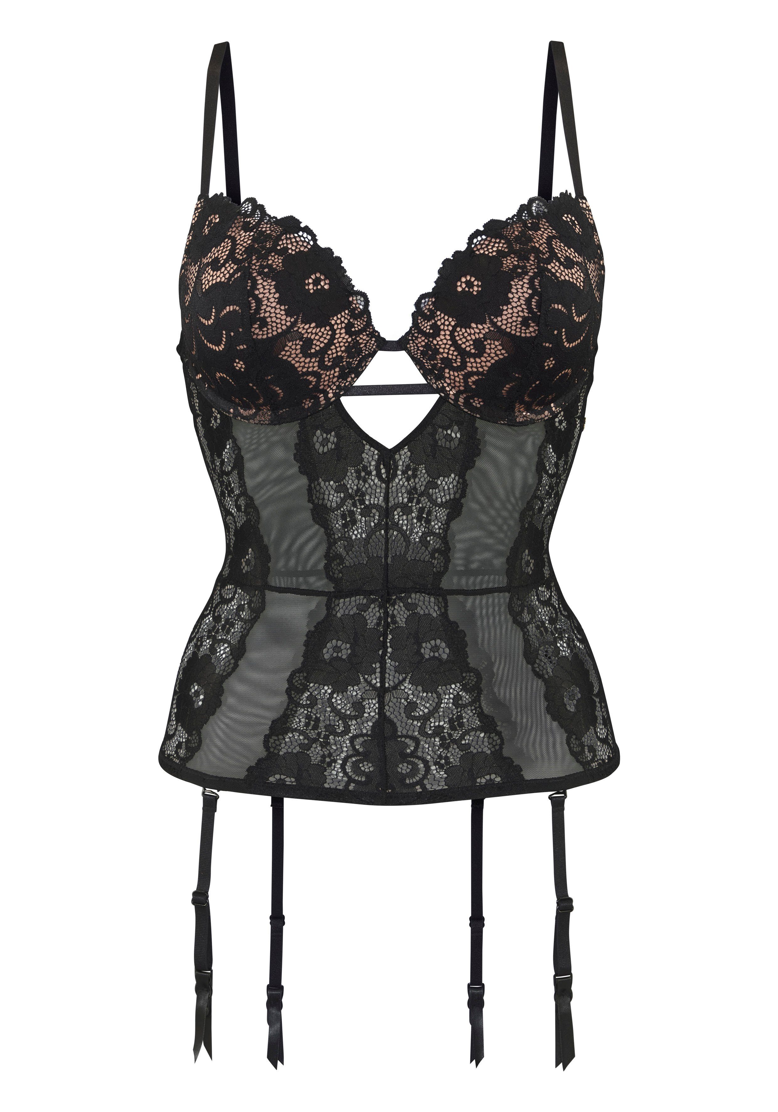 JETTE Corsage mit Push-up-Kissen und abnehmbare Strapse, sexy Dessous, Reizwäsche. Reduzierter Preis € 39,99. Unverbindliche Preisempfehlung € 49,99