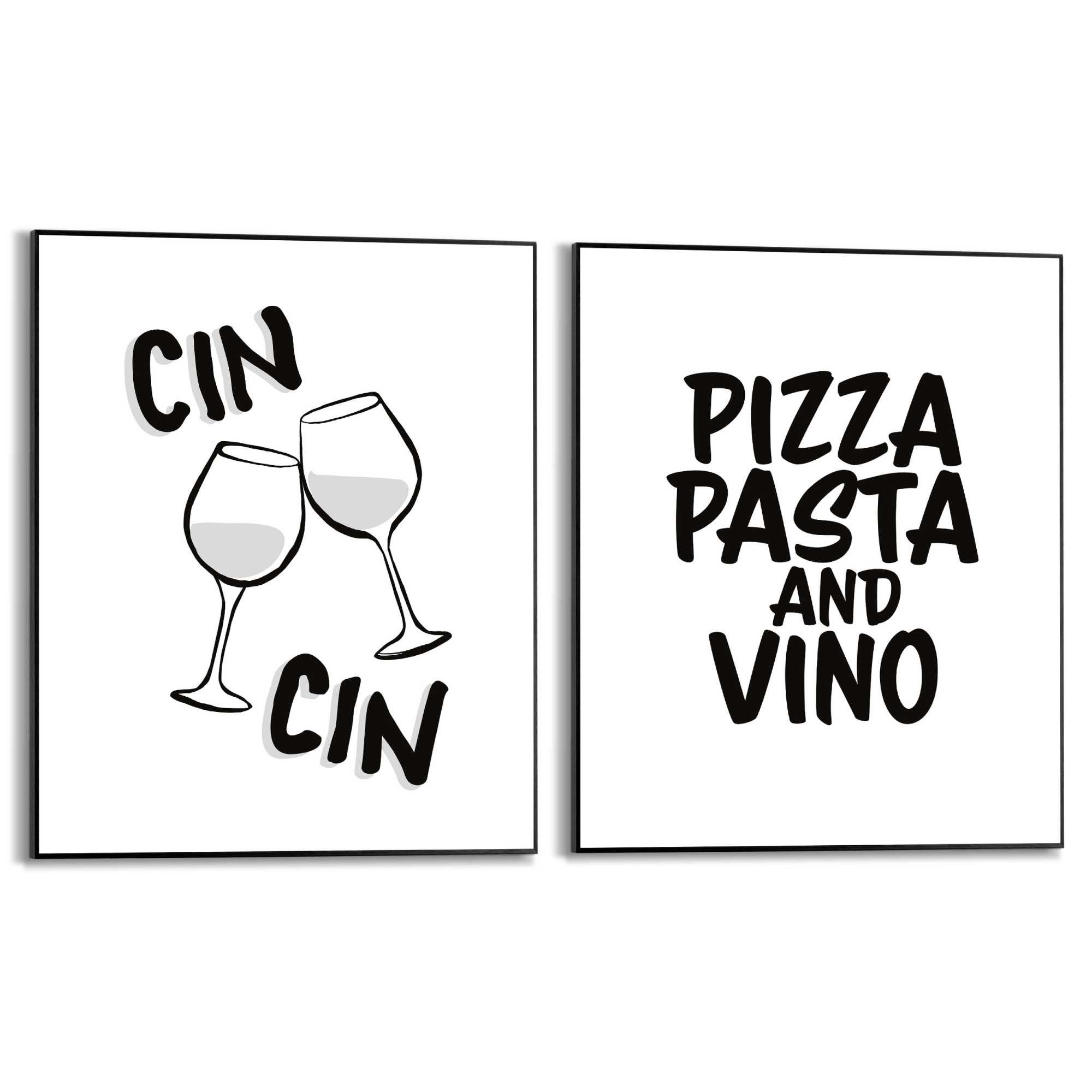 Reinders! Poster Cheers, Küche - Italien - Schwarz-Weiß - MDF - Sprüche - 40x50 cm