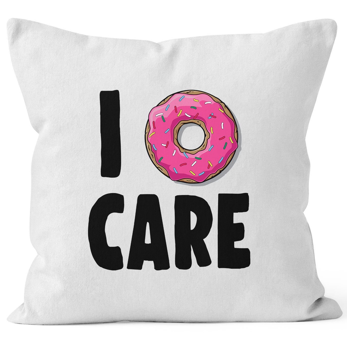 MoonWorks Dekokissen Kissen-Bezug I Donut care I do not care don´t care Kissen-Hülle Deko-Kissen Baumwolle MoonWorks® weiß