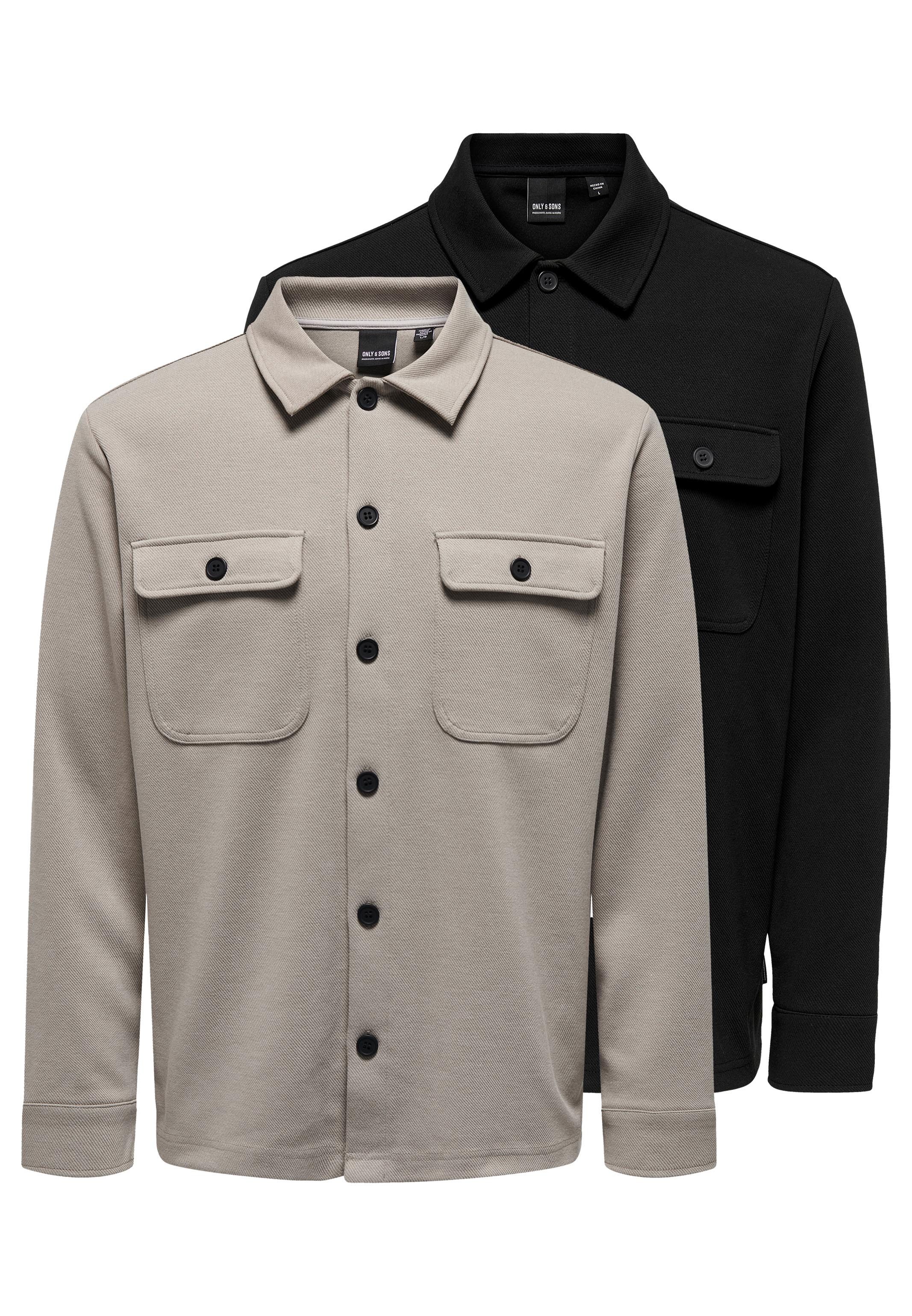 ONLY & SONS Hemdjacke 2er Pack Newkodyl (Spar-Set, 2-St) Hemdjacke / Overshirt - Blickdicht - Vielseitig kombinierbares Basic