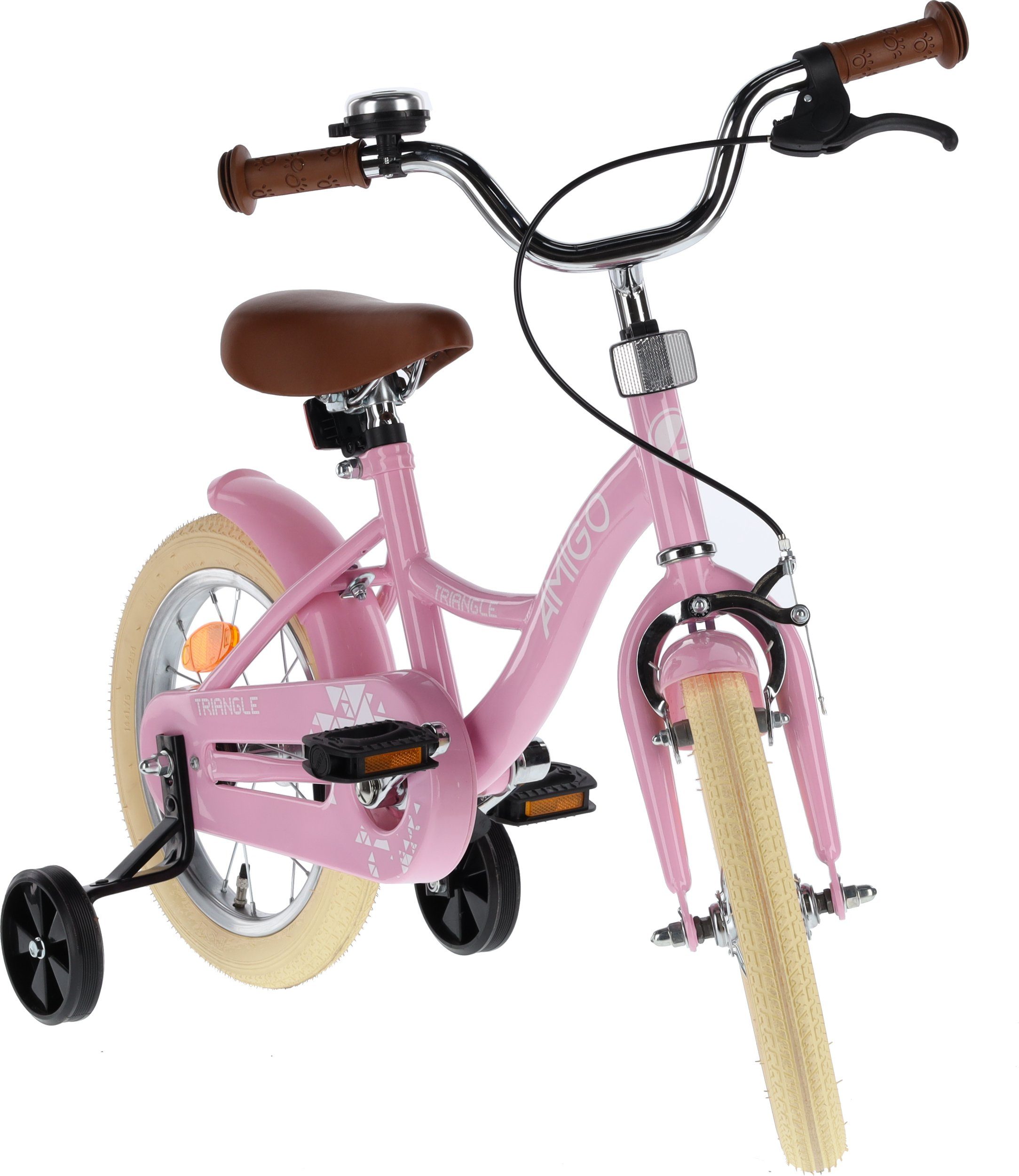 AMIGO Fahrräder Triangle Kinderfahrrad Rücktrittbremse Mädchen Zoll 14 Rosa Kinderfahrrad AMIGO