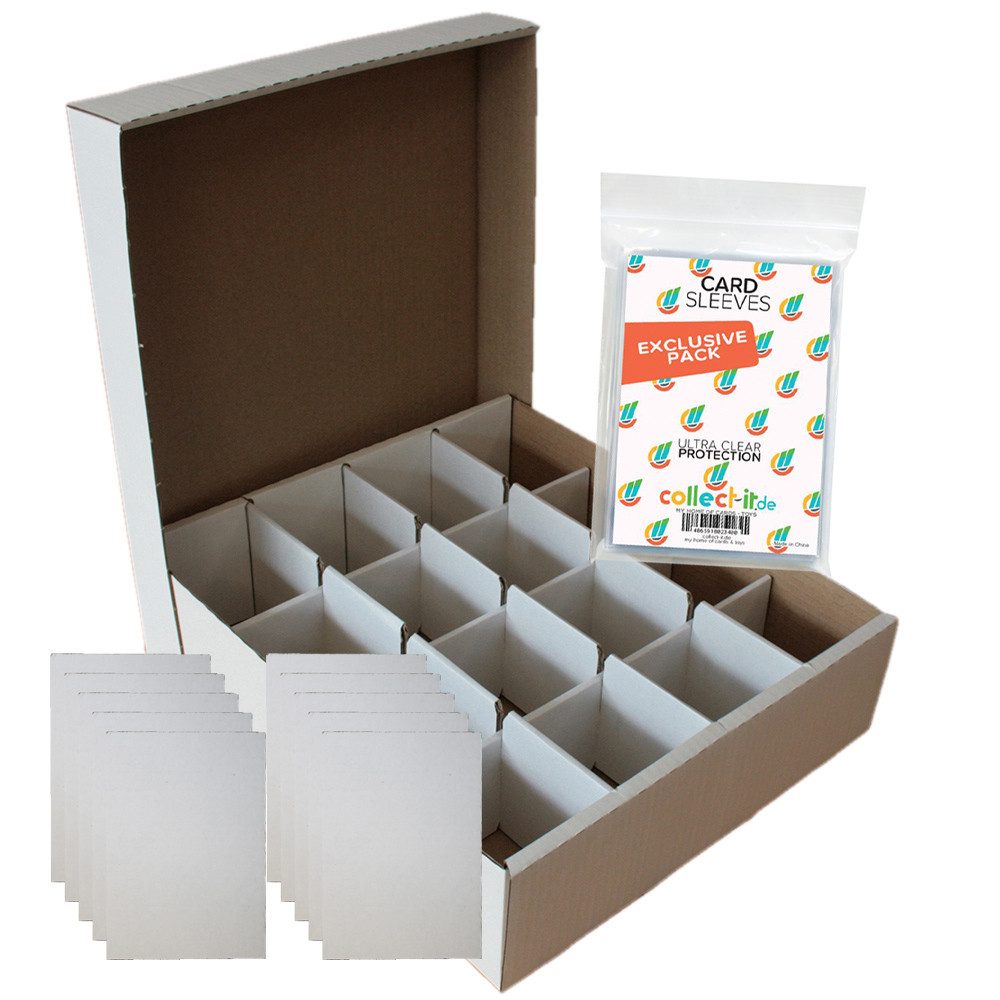 collect-it.de MY HOME OF CARDS + TOYS Sammelkarte Riesen Deck-Box Aufbewahrung + 10 Kartentrenner weiß +Sleeves