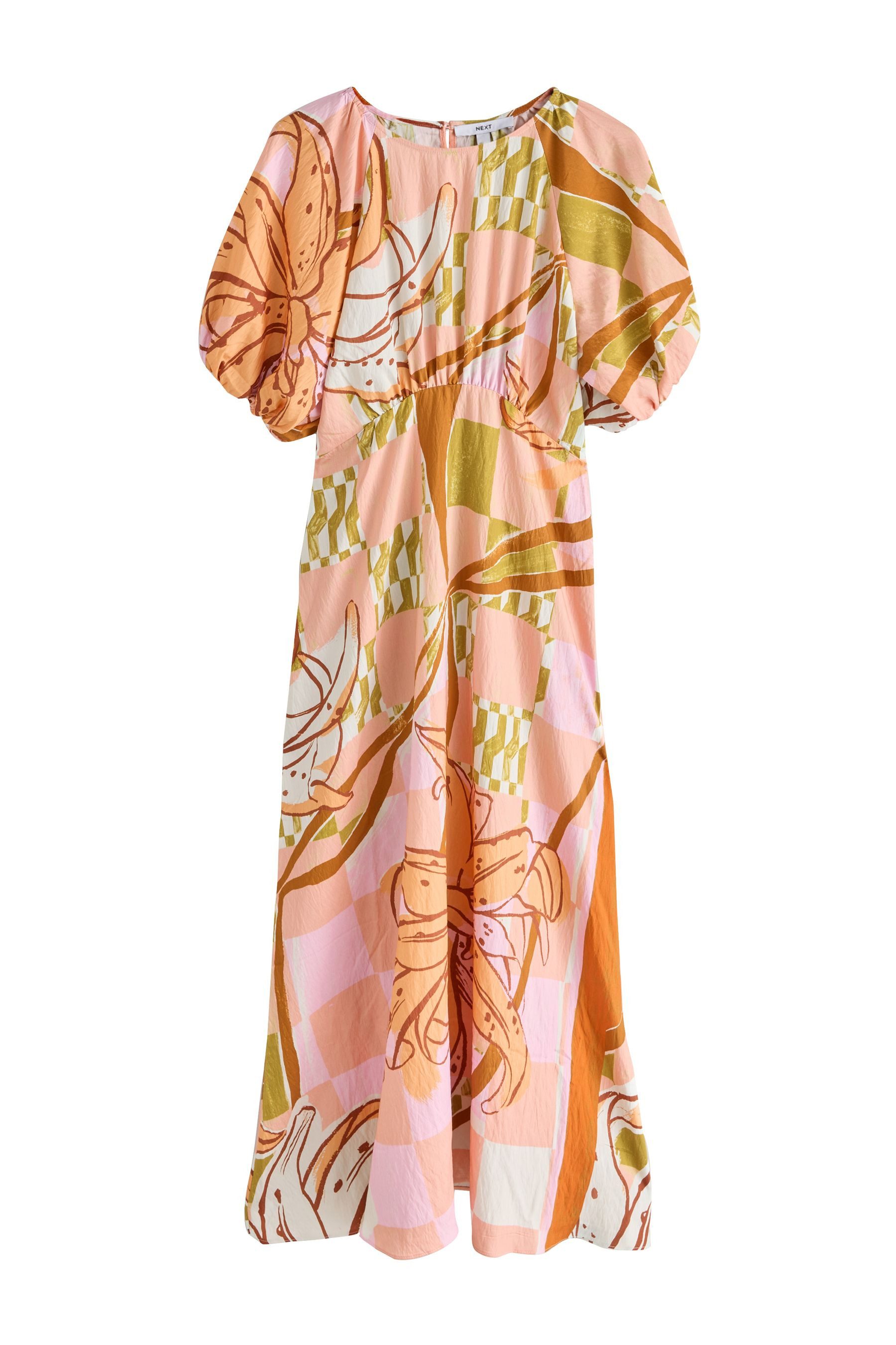 Next Midikleid Midikleid mit Puffärmeln (1-tlg)