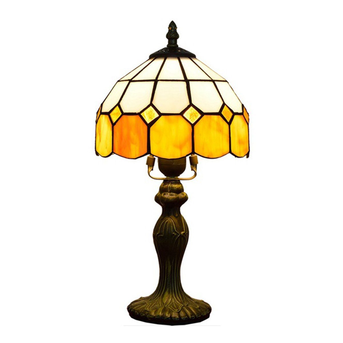 Hikeren Schreibtischlampe Tiffany Tischlampe, Glas Lampenschirm, ohne E27 Glühbirne, 20*36cm