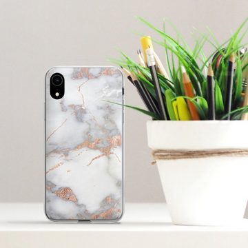 DeinDesign Handyhülle Gold Marmor Glitzer Look White and Golden Marble Look, Apple iPhone Xr Silikon Hülle Bumper Case Handy Schutzhülle