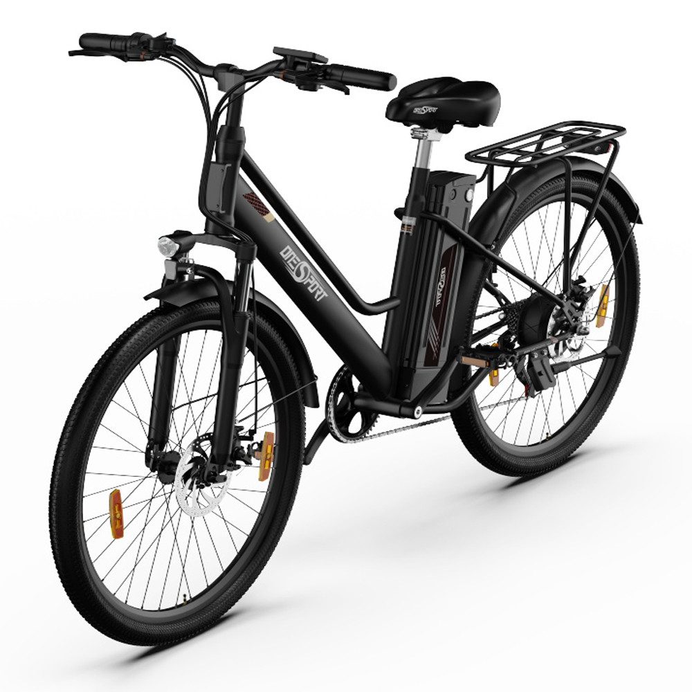Docrooup E-Bike 26 Zoll E Bike, Citybike für Damen Herren 36V/14.4AH Lithium Batterie, 7 Gang, Kettenschaltung, 250W Heckmotor, 518.4 Wh AKKU, Lithium-Ionen-Batterie, (mit Bluetooth,Elektrofahrrad für 160–190 cm, Tragfähigkeit 120 kg, SHIMANO 7-Gang,Elektro-Mountainbike,bis 40-60km), Sitzhöhe verstellbar, Scheibenbremse für 160-190cm