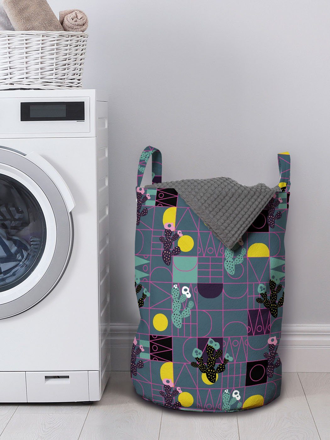 Abakuhaus Wäschekorb Geometrisch mit für mit Themen Cacti Griffen Waschsalons, Kordelzugverschluss Wäschesäckchen modernen