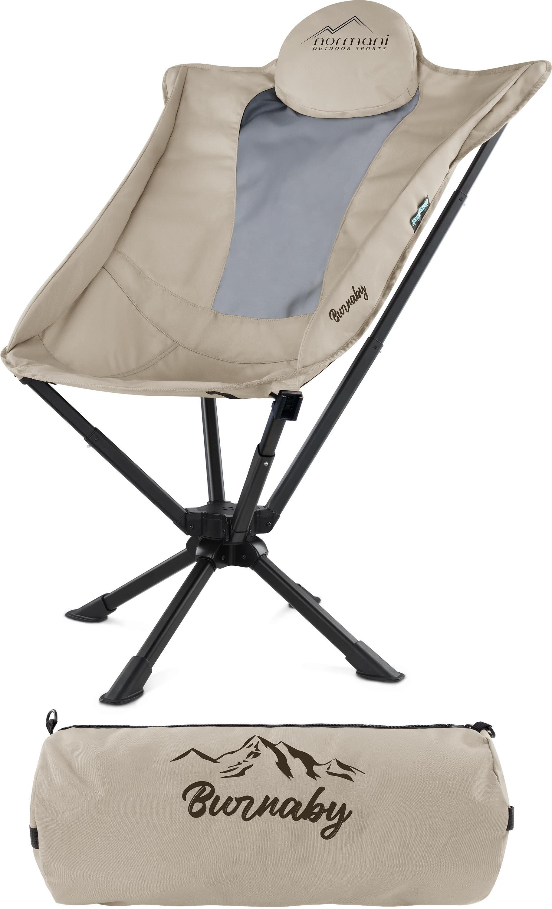 normani Campingstuhl Campingstuhl Burnaby, Leichter Gartenstuhl Wanderstuhl mit Kopfkissen