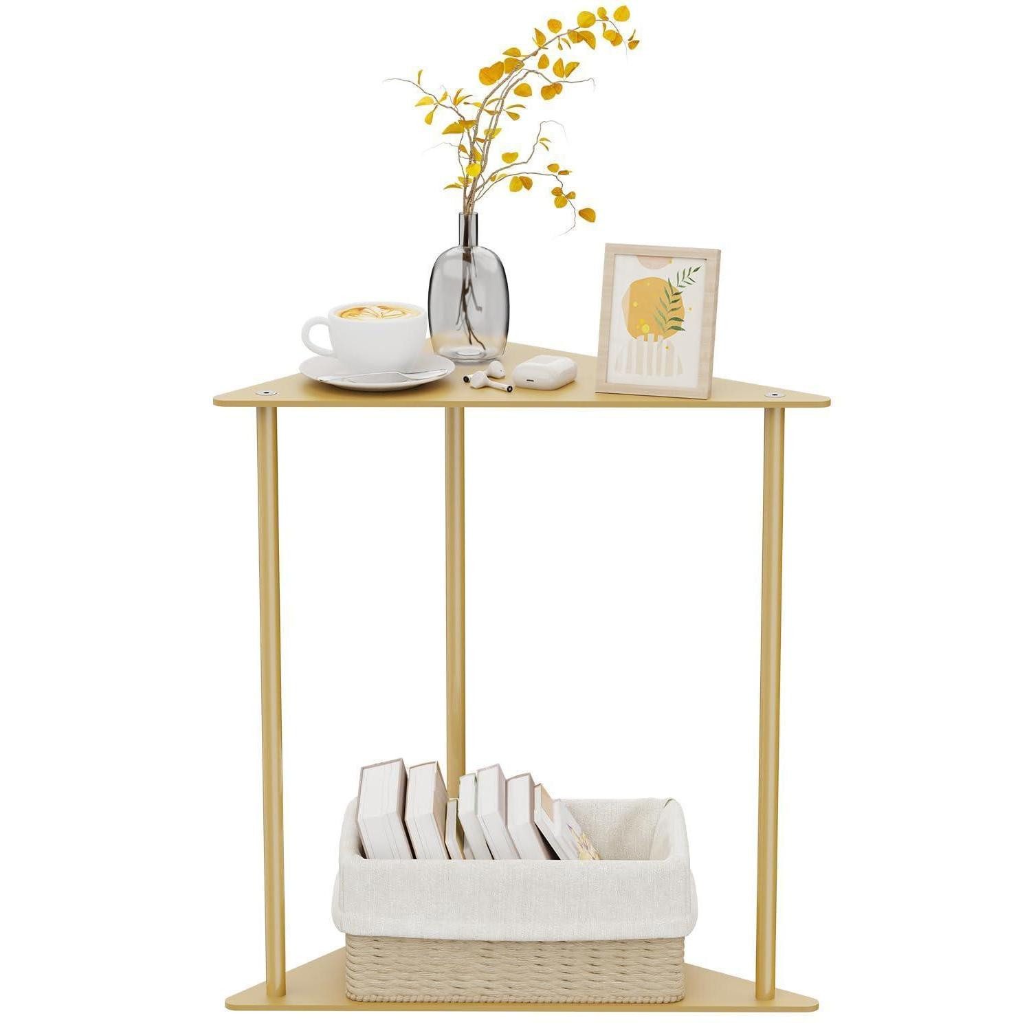LuxusKollektion Couchtisch Beistelltisch Dreieck Metall Klein Golden 1er Set (1-St)