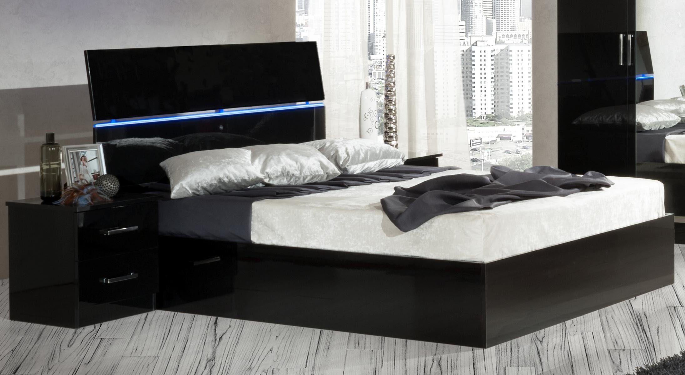 Schlafzimmer-Set 2x Nachttisch Möbel Bett JVmoebel Design Schlafzimmer 3tlg. Luxus Set Betten