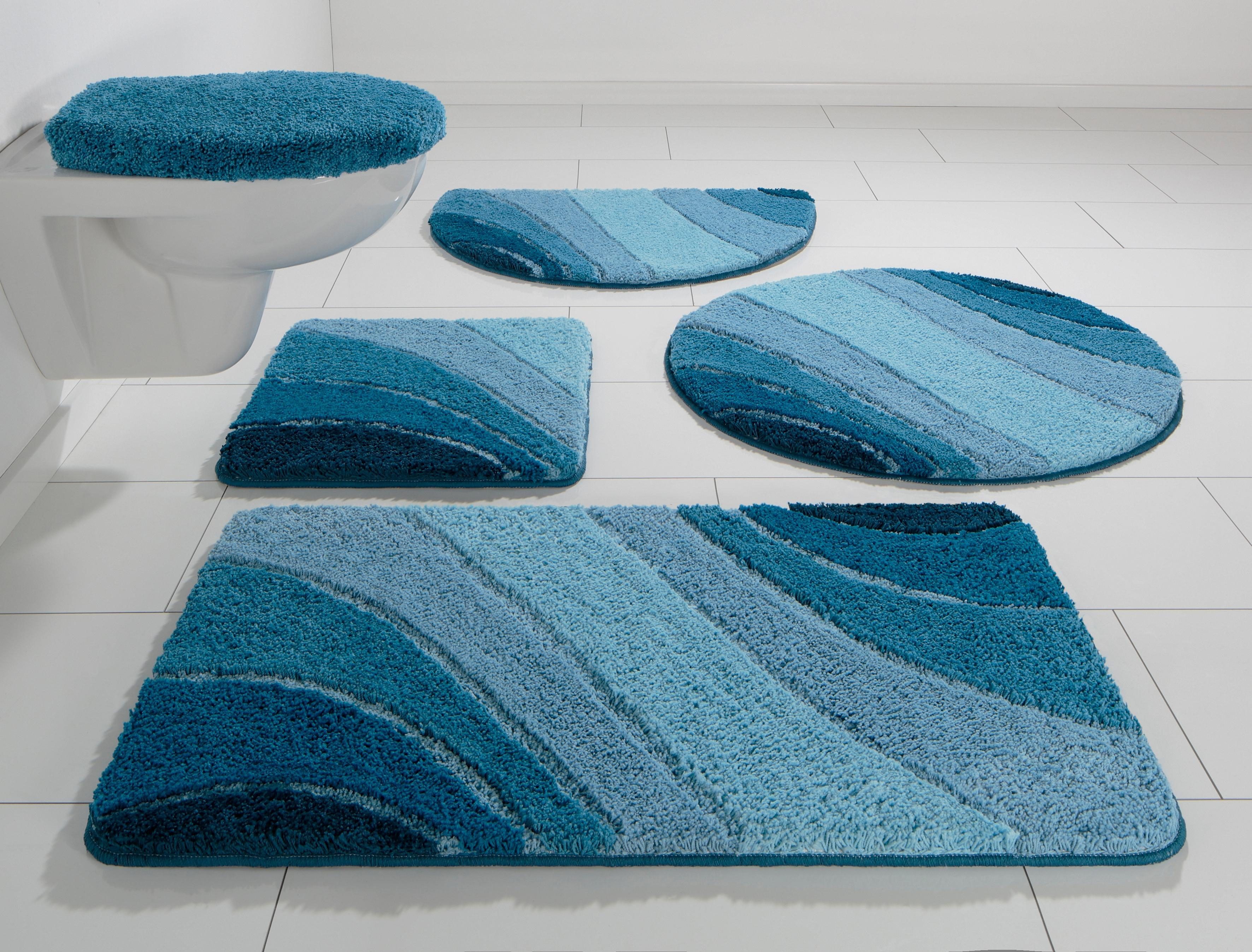OTTO home Badematte Josie, Badvorleger, Badezimmer Teppich, Höhe 20 mm, rutschhemmend beschichtet, schnell trocknend, strapazierfähig, fußbodenheizungsgeeignet, Polyester, rechteckig, Badteppich, Badematten, rechteckig, rund & als 3-tlg. Set erhältlich