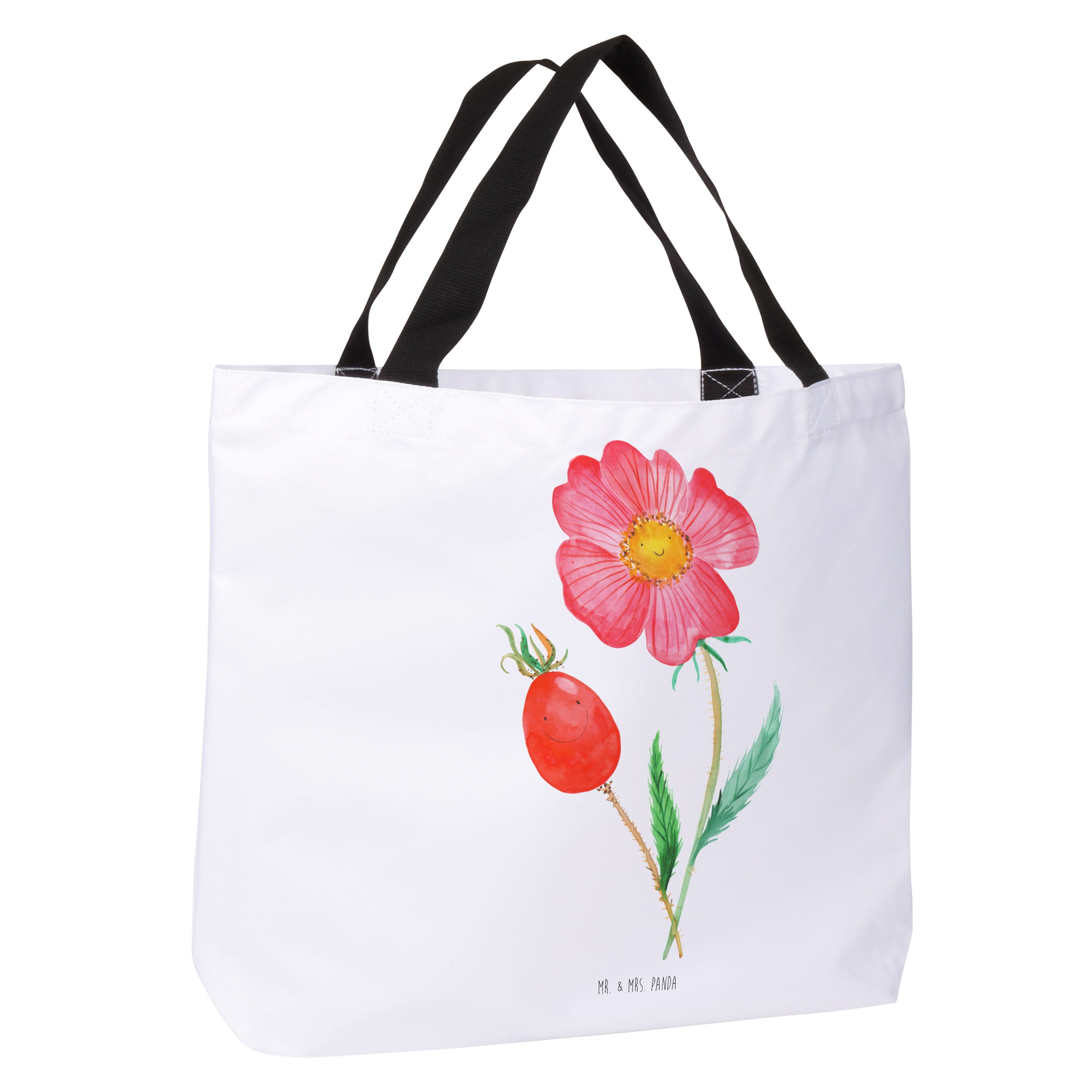 - Shopper Freizeittasche, Geschenk, - & Beutel, Mrs. Weiß Panda Blumen, Mr. Einkaufs Hagebutte (1-tlg)