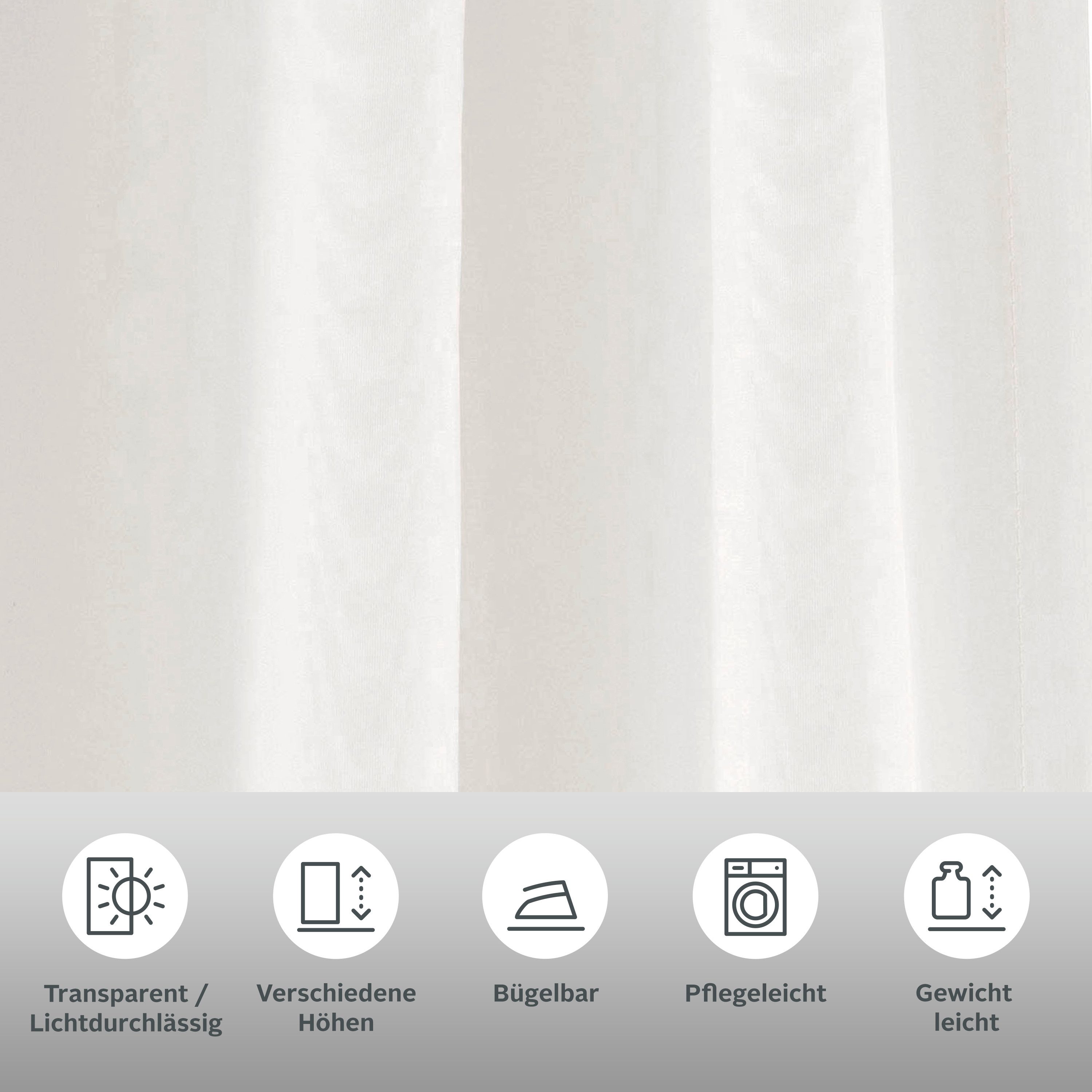 OTTO home Gardine XANA (1 St), Schlaufen, transparent, Voile, Bestseller, einfarbig, 1 Schal, pflegeleicht, preiswert!