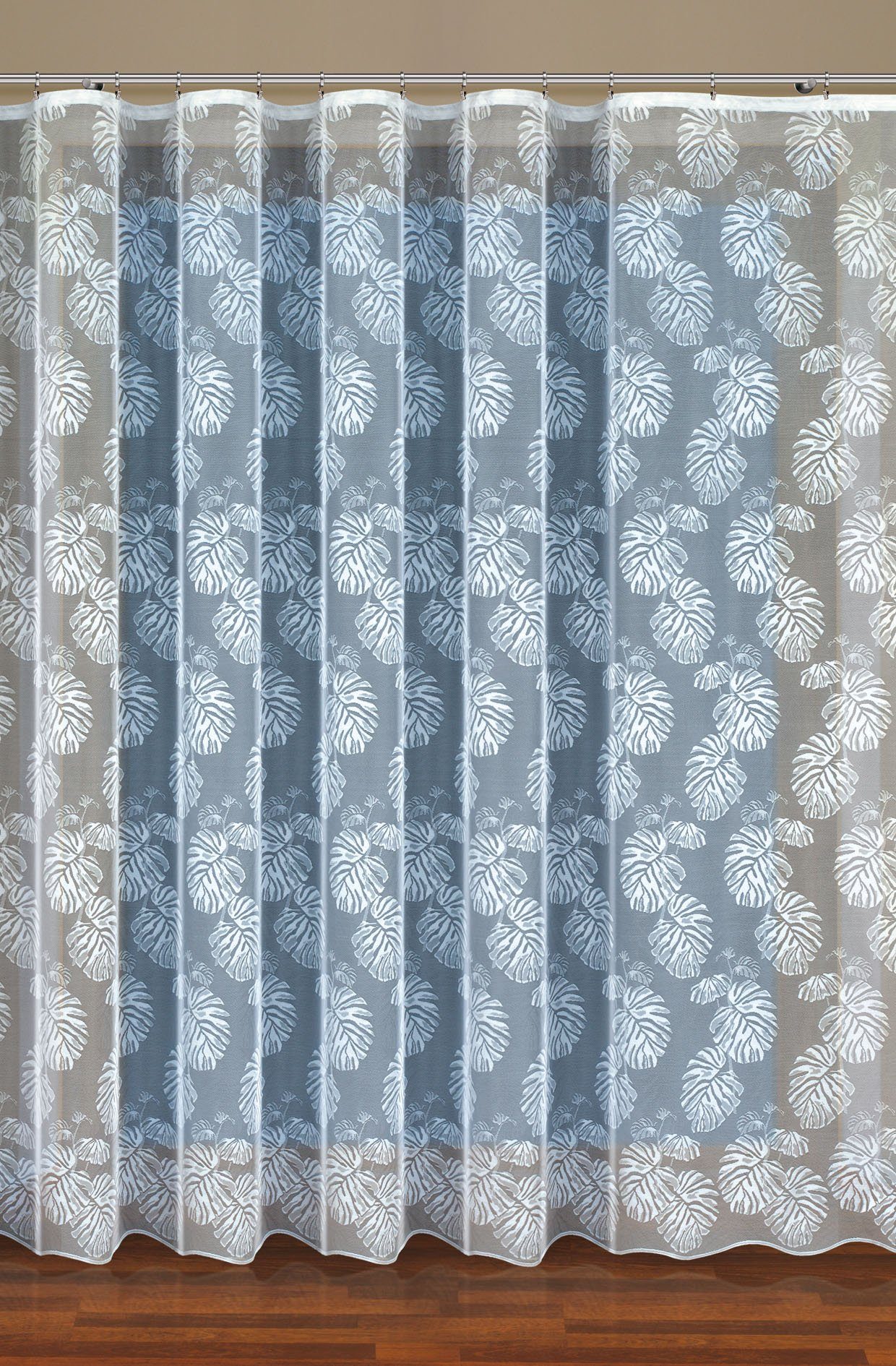 QBTEXTIL Gardine MONSTERA, Jacquard - Stoff, Weiß, Blickdicht, Kräuselband günstig online kaufen