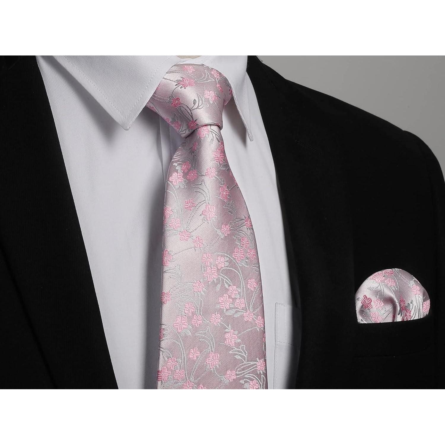LuxusKollektion Krawatte Krawatte Herren Paisley Hochzeit Set Hell-Pink Einheitsgröße – Bild 3 von 5