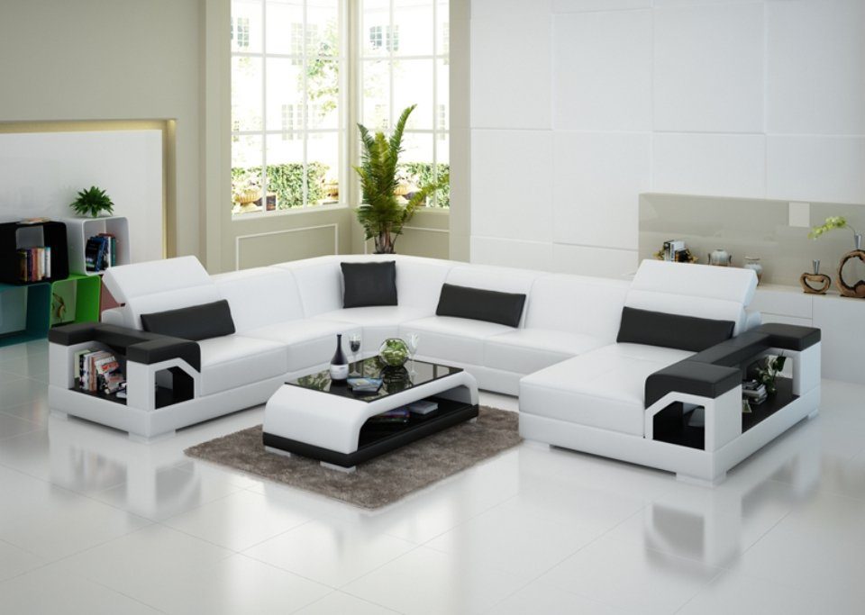 Modern Ecksofa, Ecksofa Ledersofa Eck Couch Wohnlandschaft Sofa JVmoebel Design