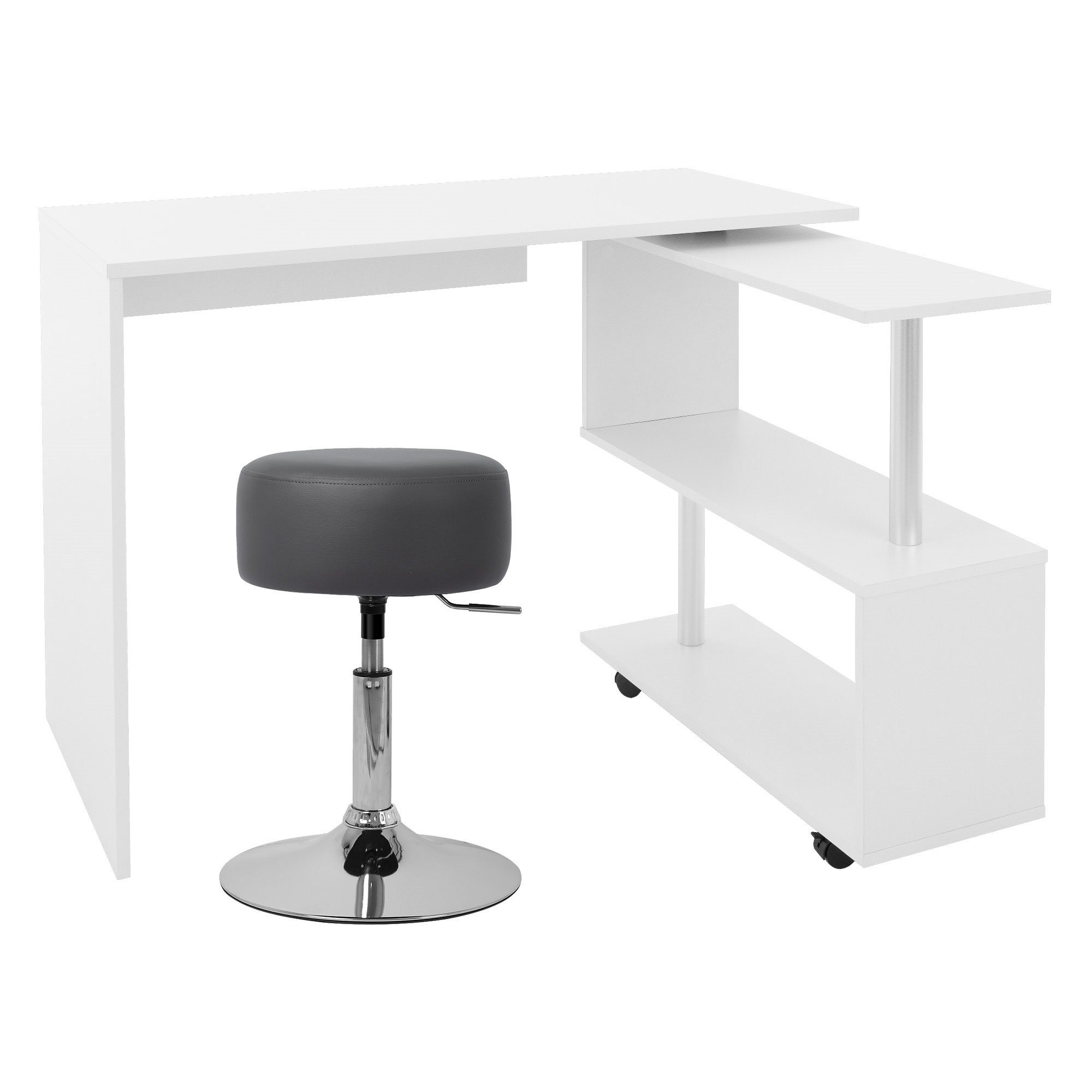 150x88x75 cm Sitzhocker MDF Schreibtisch ML-Design Schreibtisch mit aus Weiß ML-DESIGN