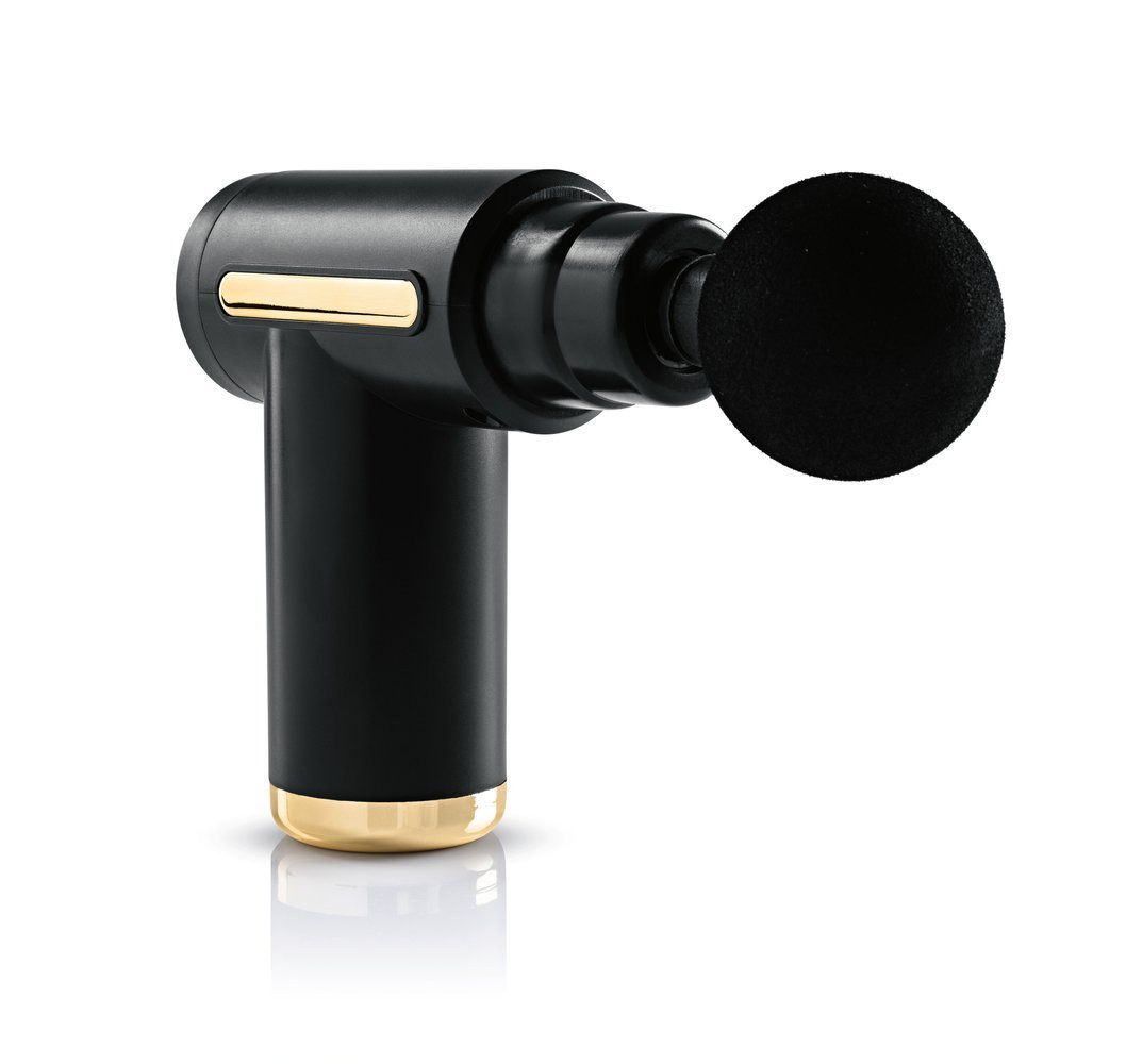 VITALmaxx Massagepistole Mini-Massage Gun 5-tlg. 5V schwarz/gold, Nacken Rücken Arme 6 Stufen gegen Verspannungen Stress lockert Muskeln