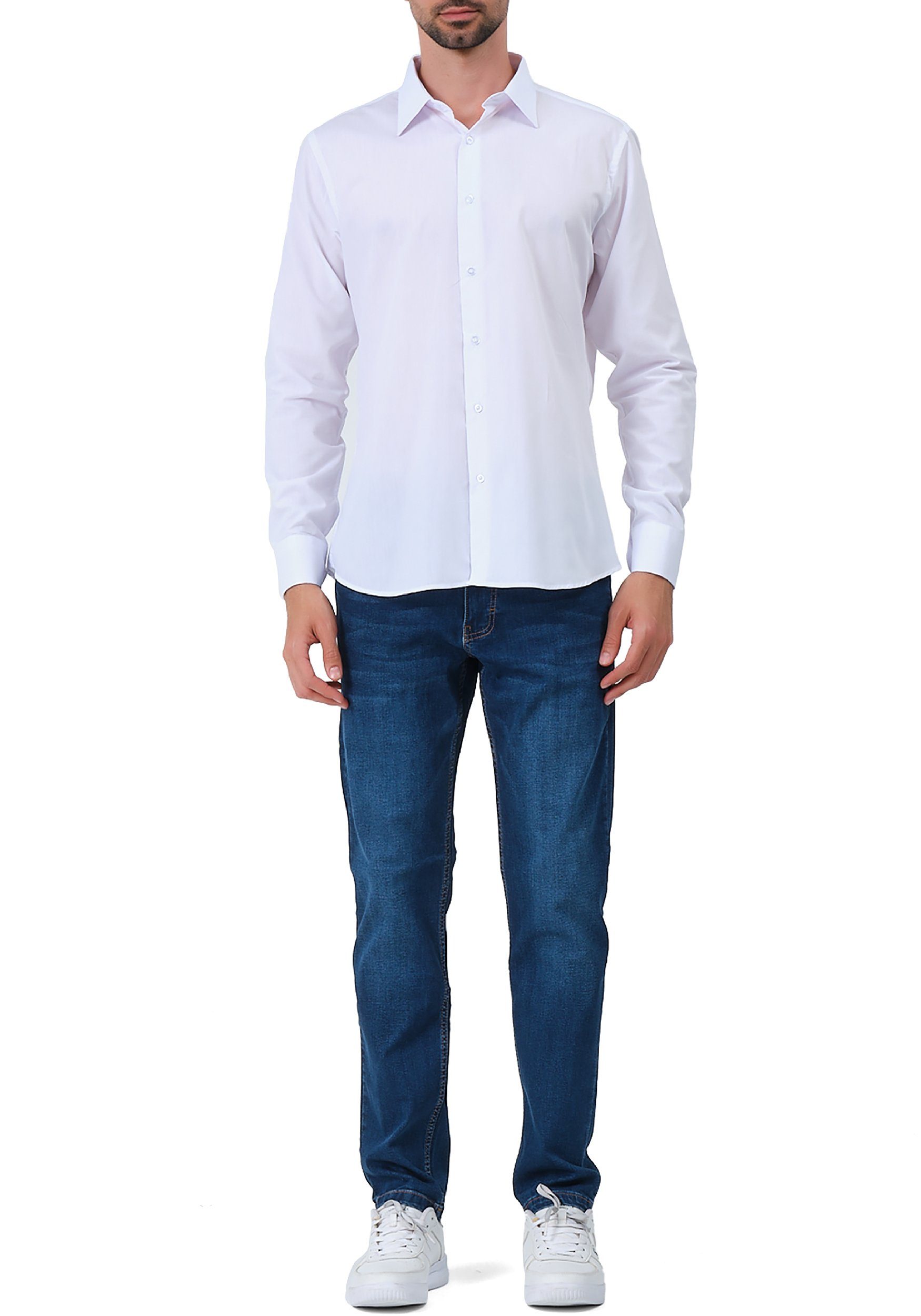 JEEL Langarmhemd Herren Hemd Langarm (1-tlg) Slim Fit