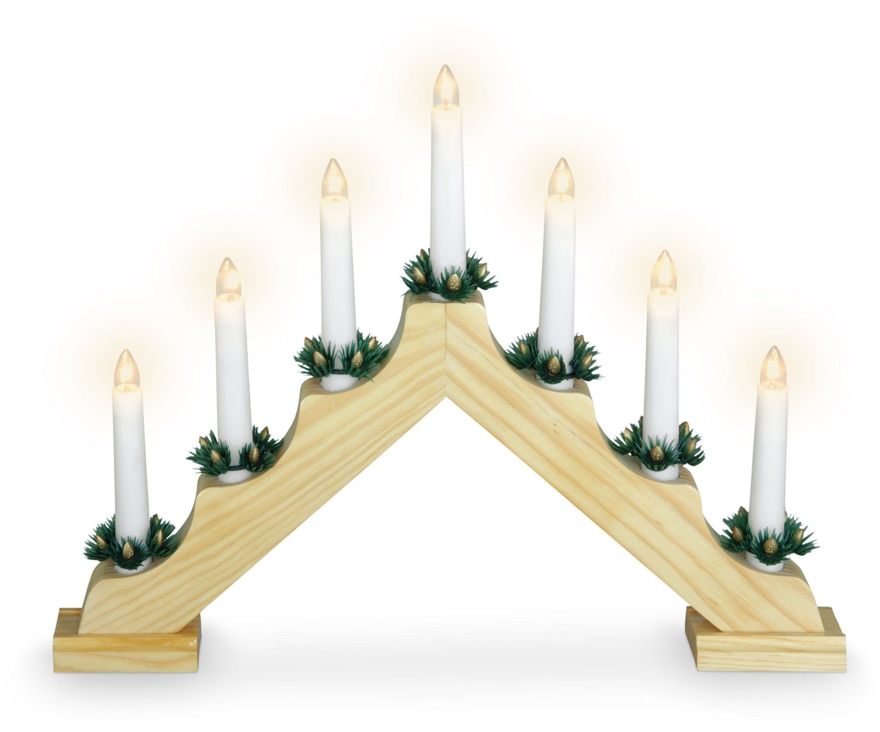 Spetebo LED Schwibbogen LED Holz Schwibbogen 40 cm - 7 LED Kerzen (1-tlg), Lichterbogen mit Beleuchtung
