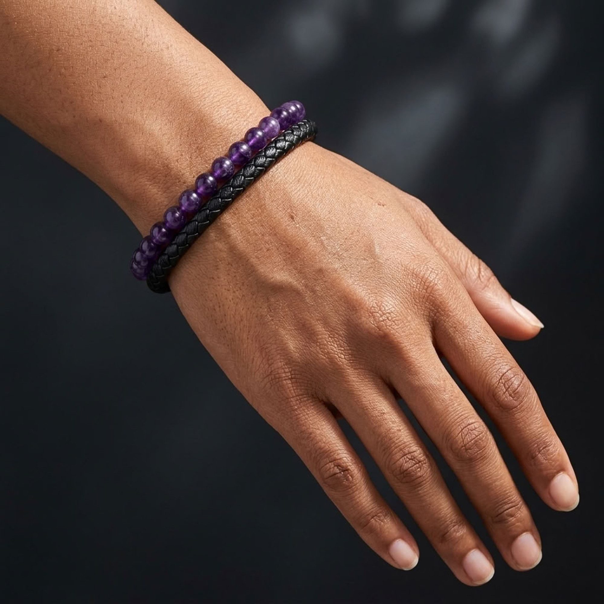 UNIQAL.de Lederarmband Lederarmband Herren "PASSION" Perlenarmband Naturstein Geflochten (Edelstahl, Echtleder, Casual Style, Handgefertigt), Designed in German – Bild 4 von 5