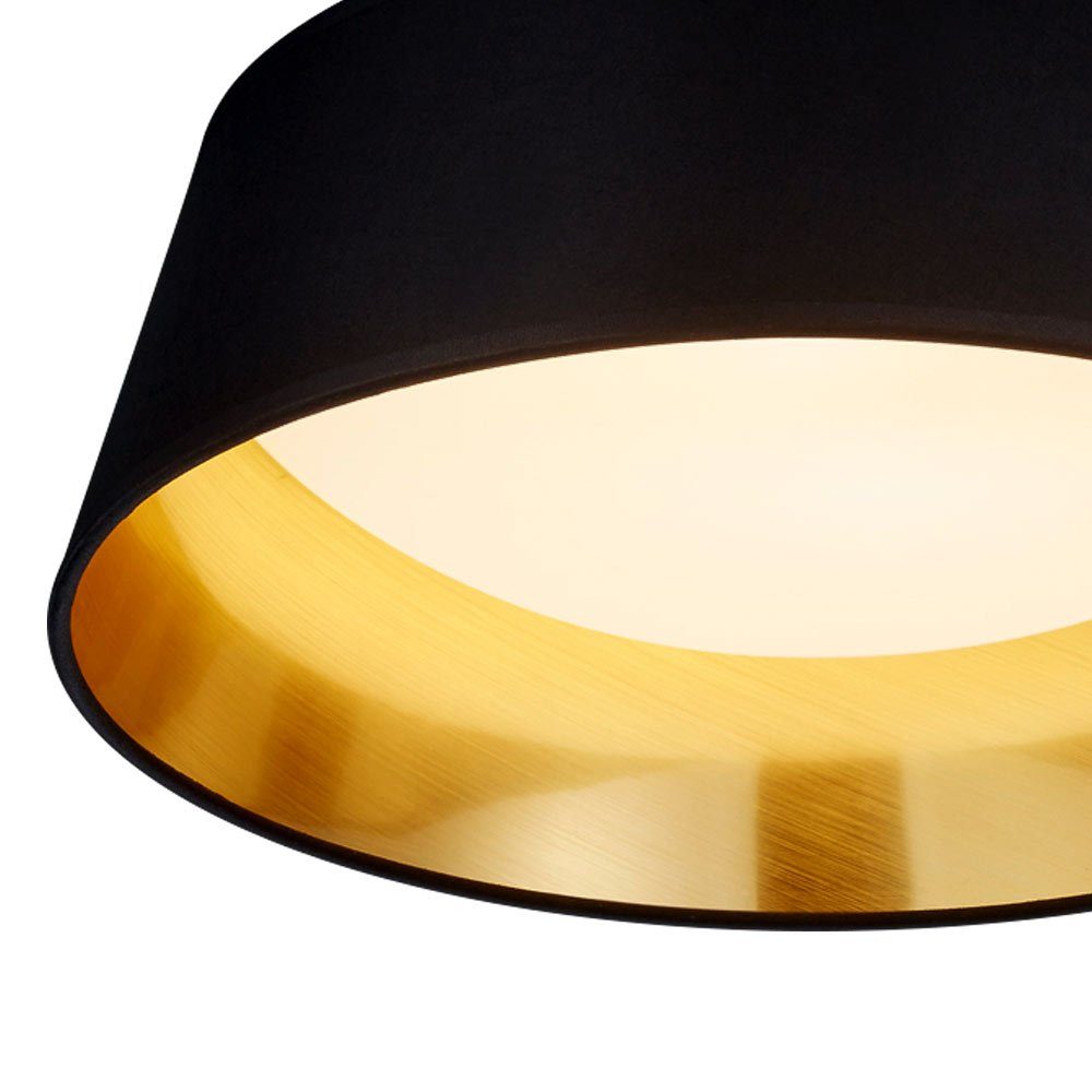 etc-shop LED Deckenleuchte, LED Leuchten cm D 34 Decken weiß Strahler schwarz Textil Design gold - schwarz-gold