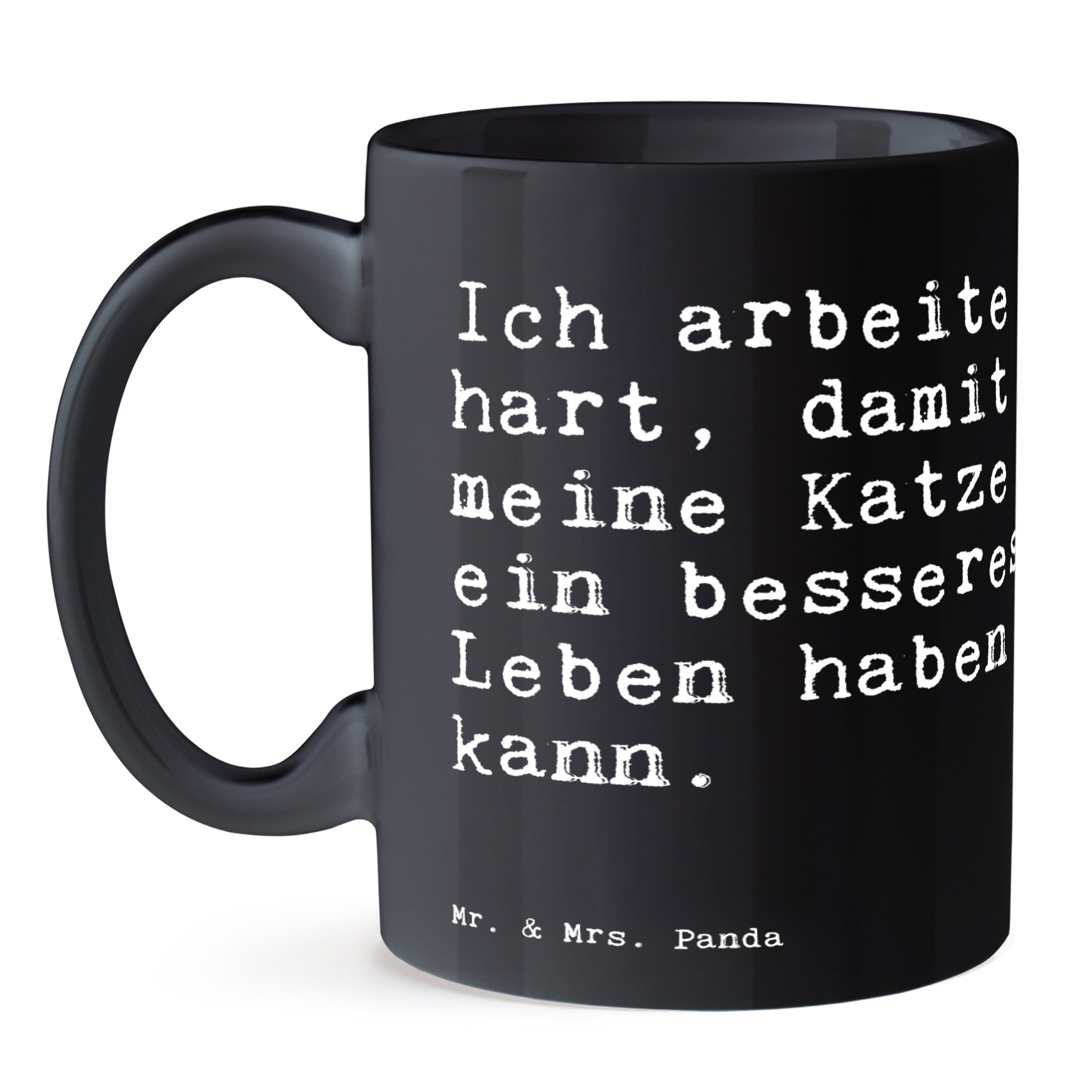 Panda Schwarz Schwarz - Mrs. Geschenk, Keramik hart, - Mr. damit... Kaffeetasse, Tasse & arbeite Ich Spruch,