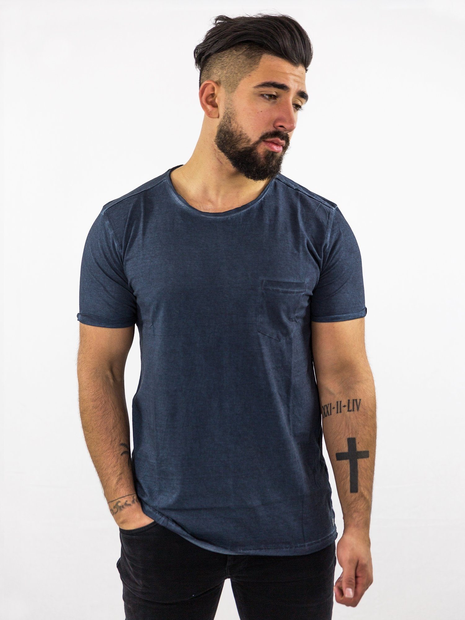 DAILY´S T-Shirt HANNO: Herren basic T-Shirt Navyblau