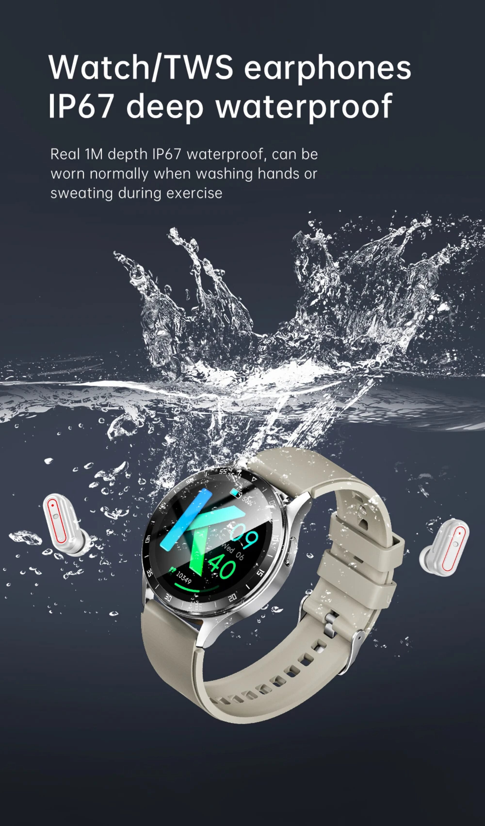 Nagham Ghazal Aswad Smartwatch (mit Kopfhörern) 1,39 Zoll Bluetooth-Anruf Sportmodi 2025 Smartwatch (4,7cm cm/1.39 Zoll) – Bild 2 von 5
