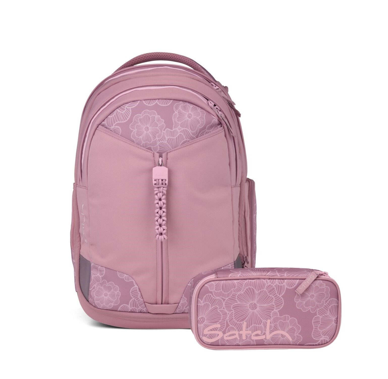Satch Schulranzen Schulrucksack-Set MATCH Magnolia Dream 2-teilig (2-teilig), Schulranzen, ergonomisch, 30 + 5 Liter, 4 Fächer