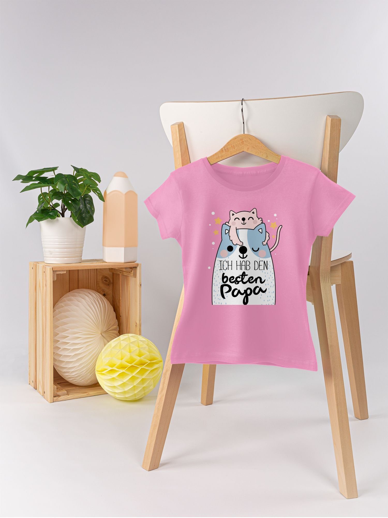 Ich den Vatertag Rosa Shirtracer Papa Katzen für 2 hab T-Shirt Papa besten Geschenk