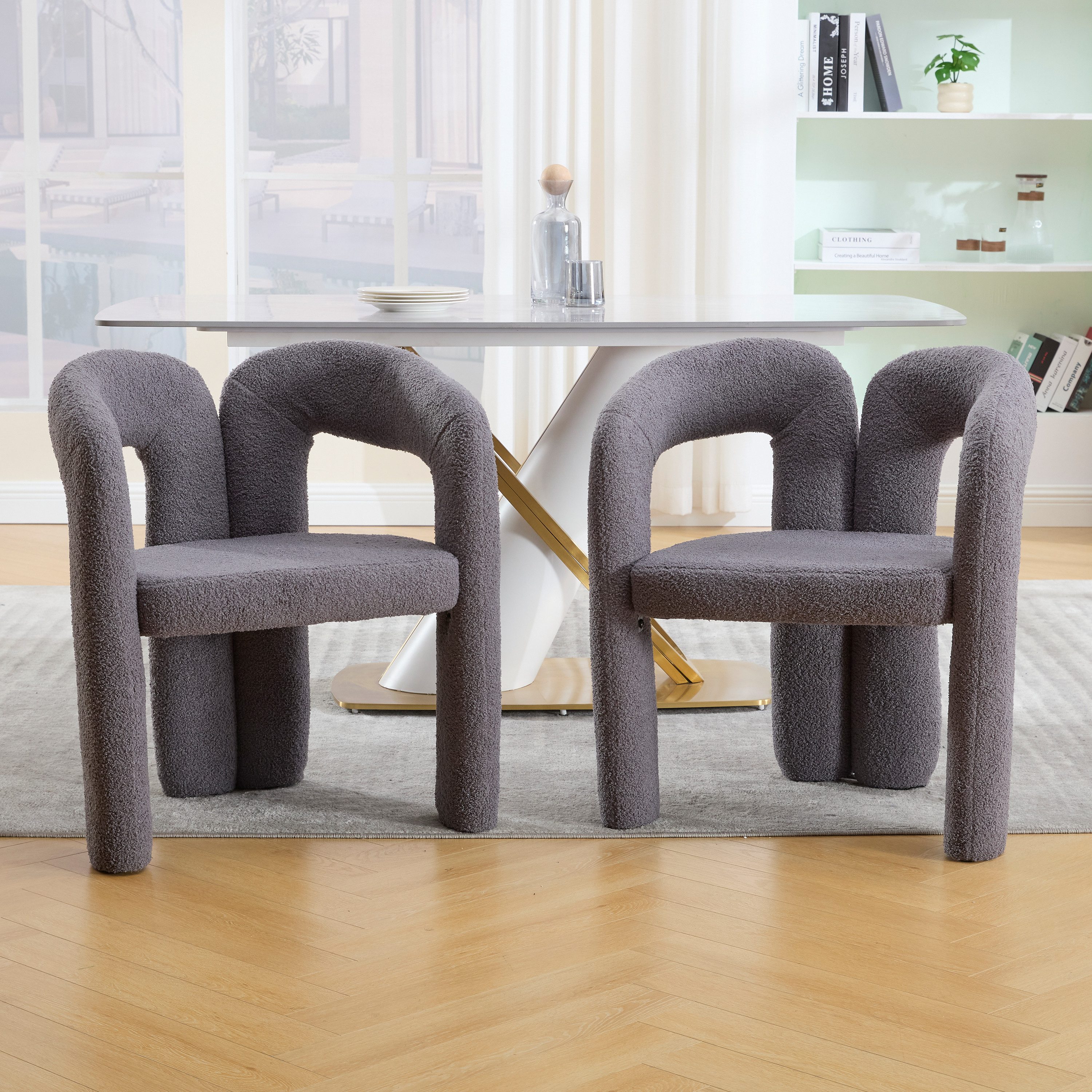 STILVORA Esszimmerstuhl Sessel mit Teddy-Flor&Rückenunterstützung,Esszimmer günstig online kaufen