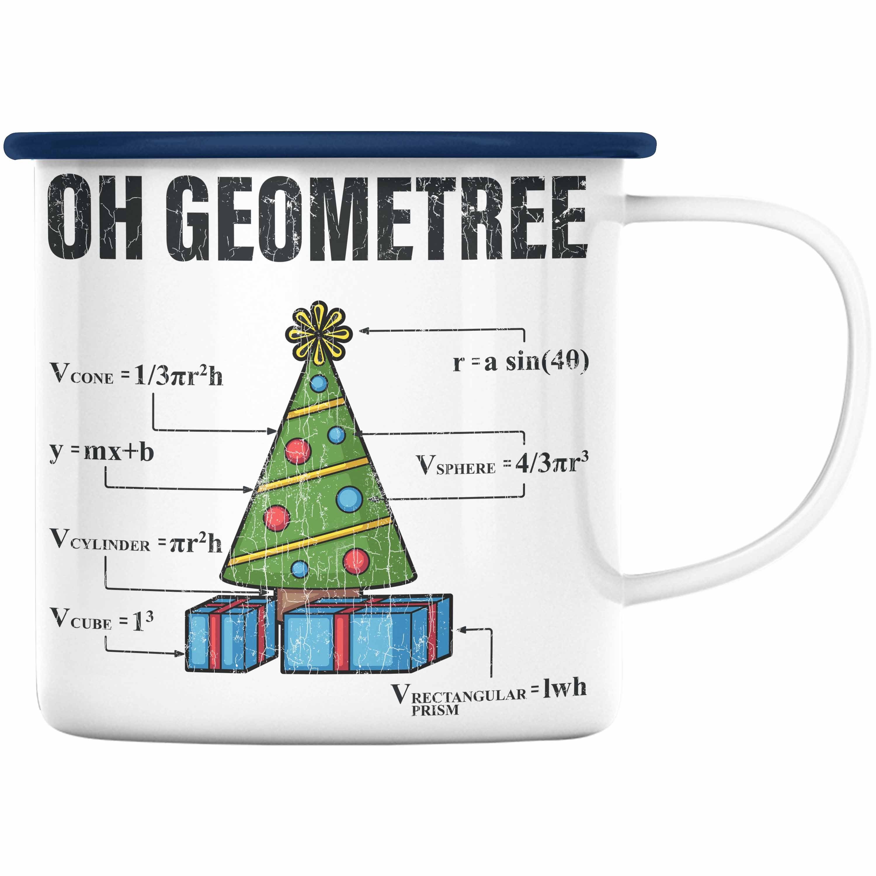 Trendation Thermotasse Trendation - Mathe Mathelehrer Emaille Tasse Mathematiker Geschenk Geometree Spruch Physik Physiker Geschenkidee Weihnachten Geschenke Physiklehrer Blau