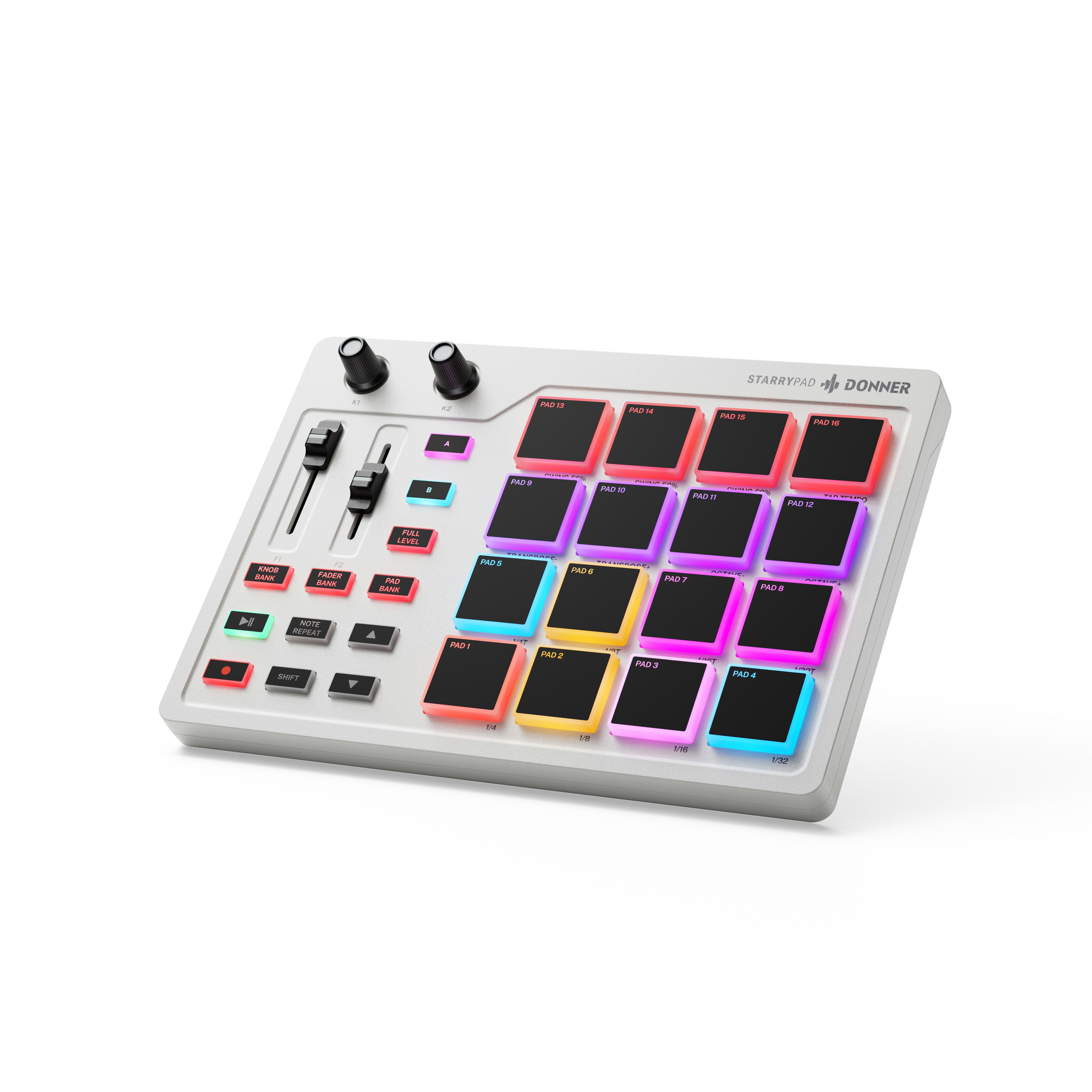 Donner DJ Controller DJ Controller Midi Pad Controller DPD-16, Leicht und leistungsstark