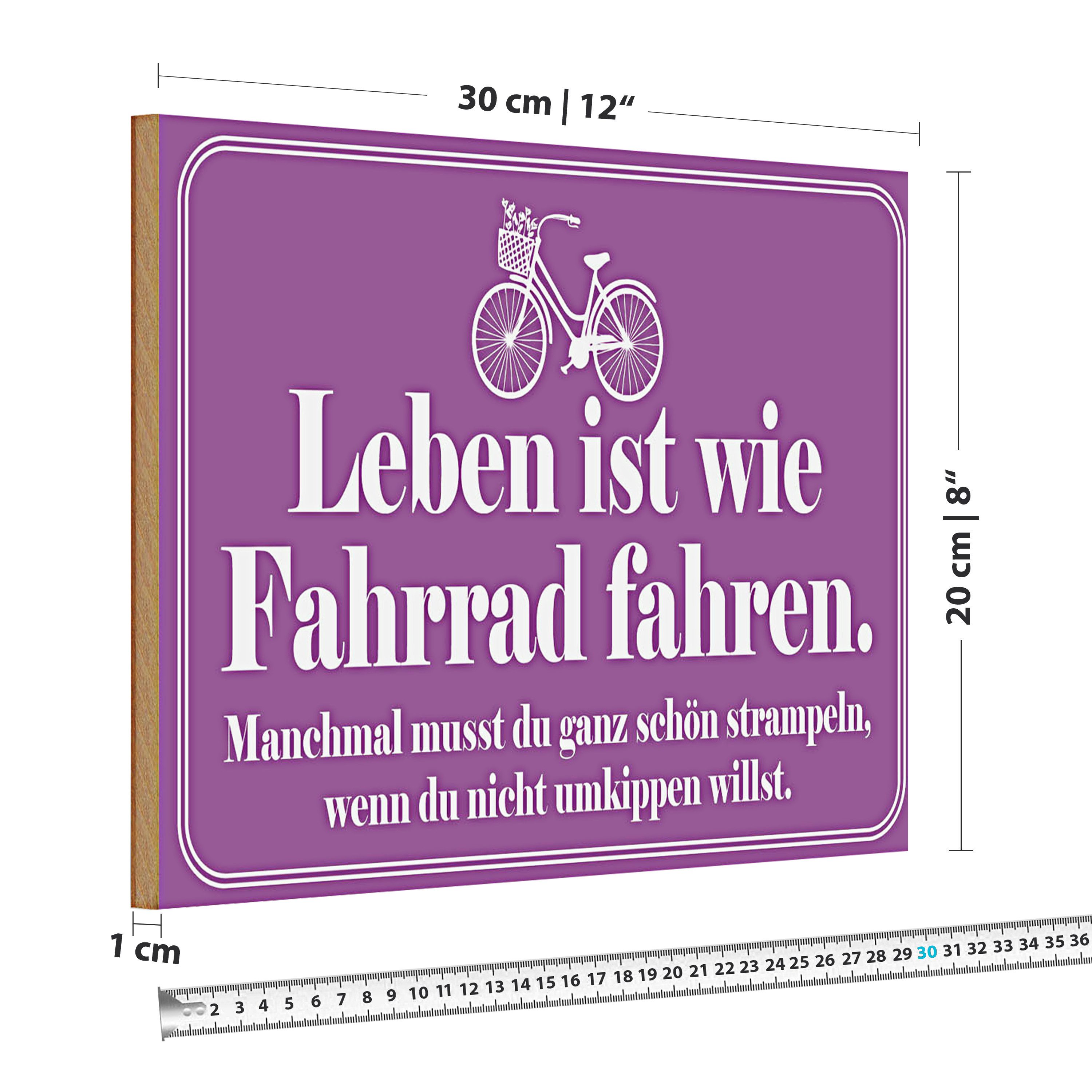 Roomando Holzbild Holzschild Spruch 30x20cm Leben ist wie Fahrrad fahren