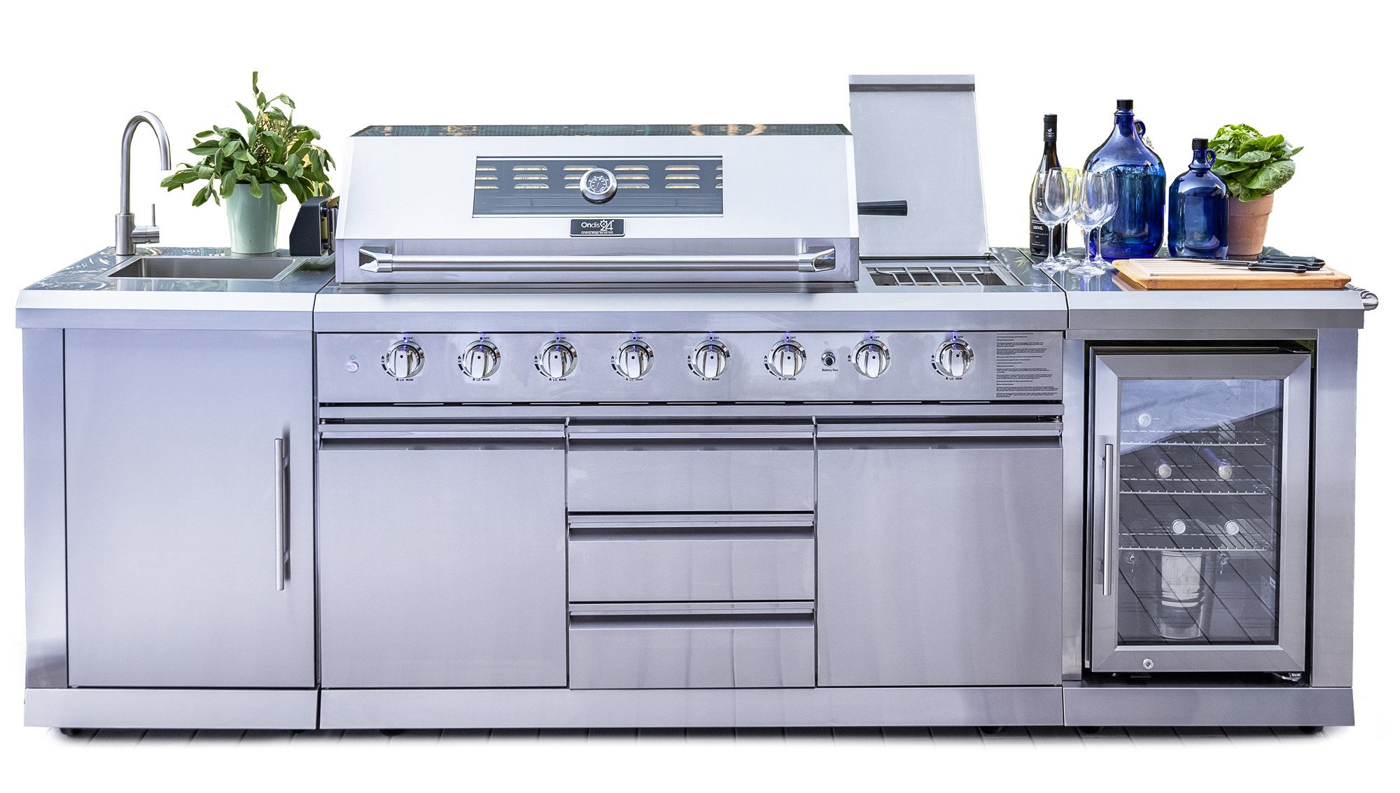 ONDIS24 OutdoorKüche OutdoorKüche Gasgrill Kühlschrank Spülbecken