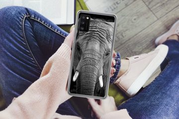 MuchoWow Handyhülle Porträt eines Elefanten in Schwarz und Weiß, Handyhülle Samsung Galaxy A41, Smartphone-Bumper, Print, Handy