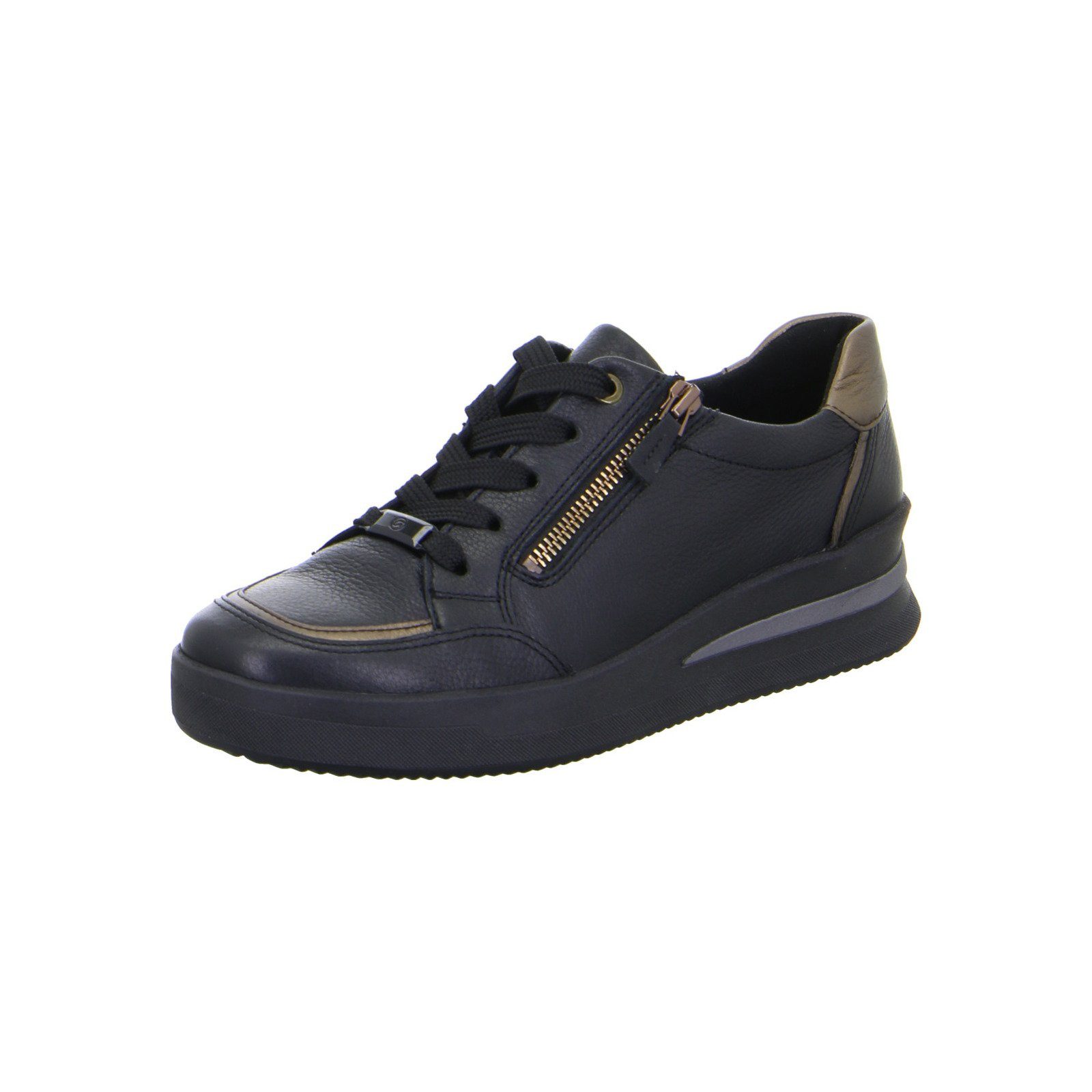 Ara Lazio - Damen Schuhe Schnürschuh Sneaker Glattleder schwarz