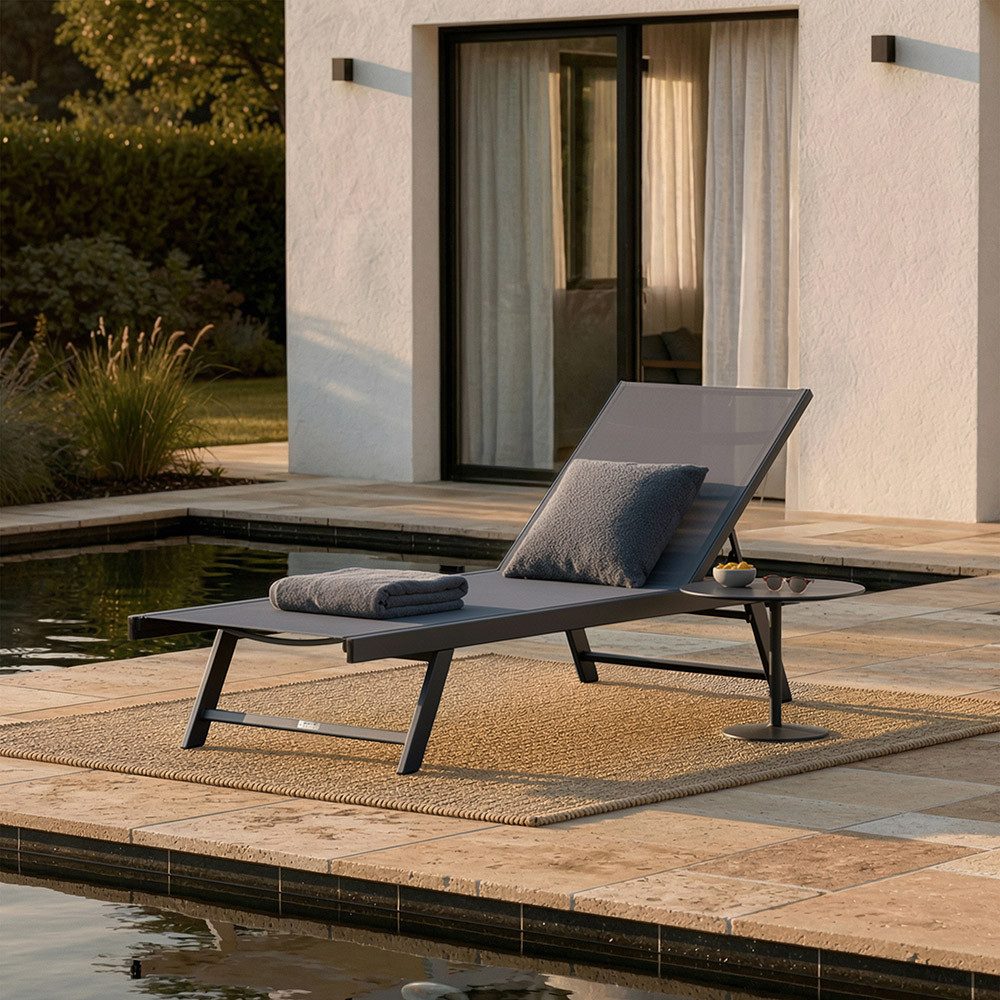 HOME DELUXE Gartenliege NAILEA - 192 x 60 x 32–96 cm, verstellbare Rückenlehne, Liegestuhl, Aluminium-Liege