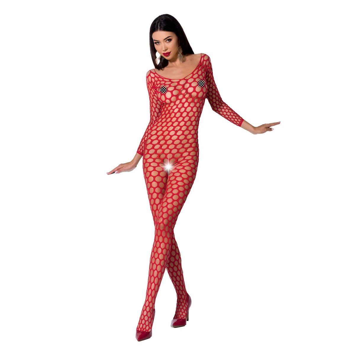 Passion-Exklusiv Catsuit PE Bodystocking BS077 red - (S/L)