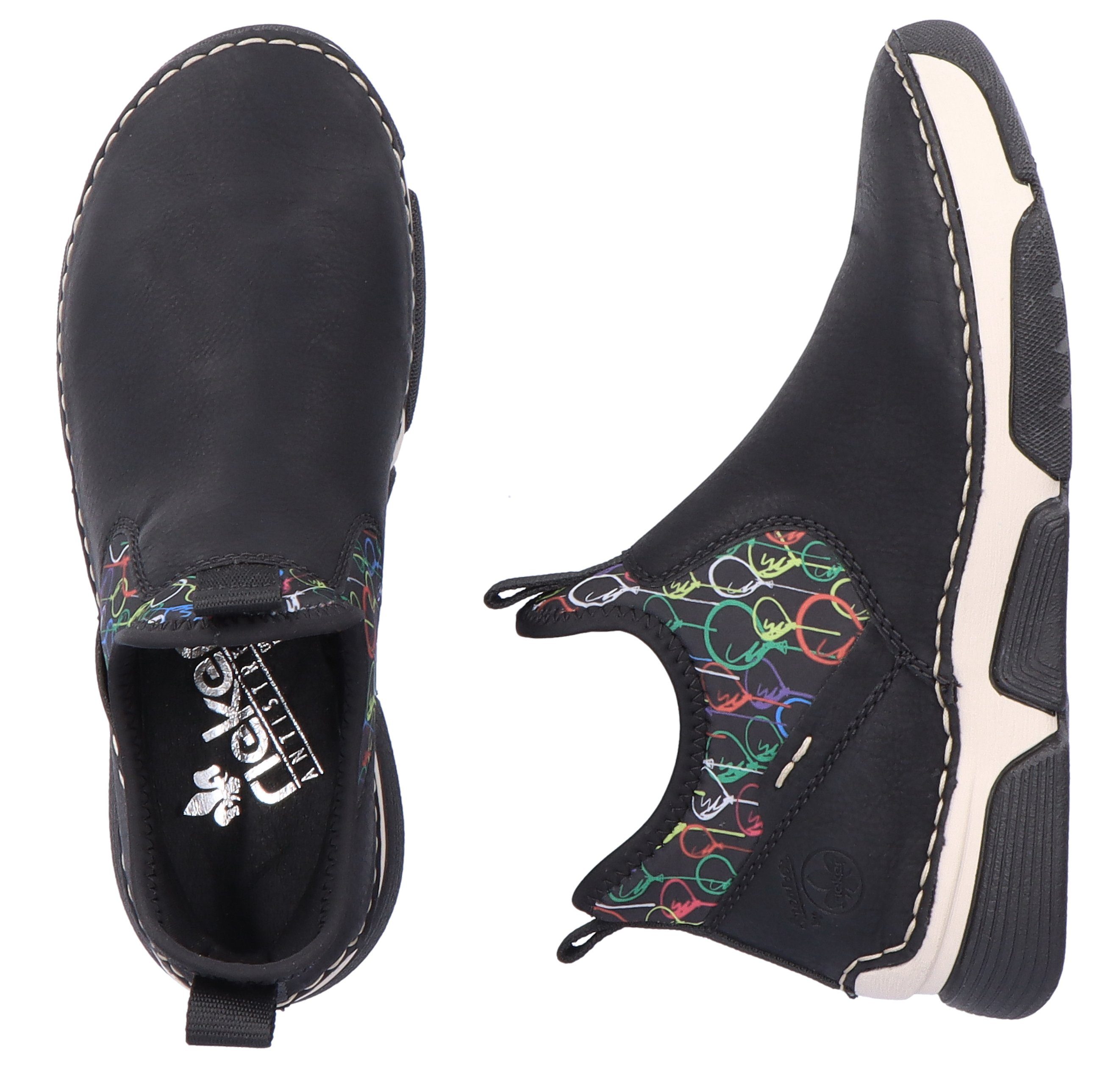 Rieker Schlupfboots mit buntem Aufdruck