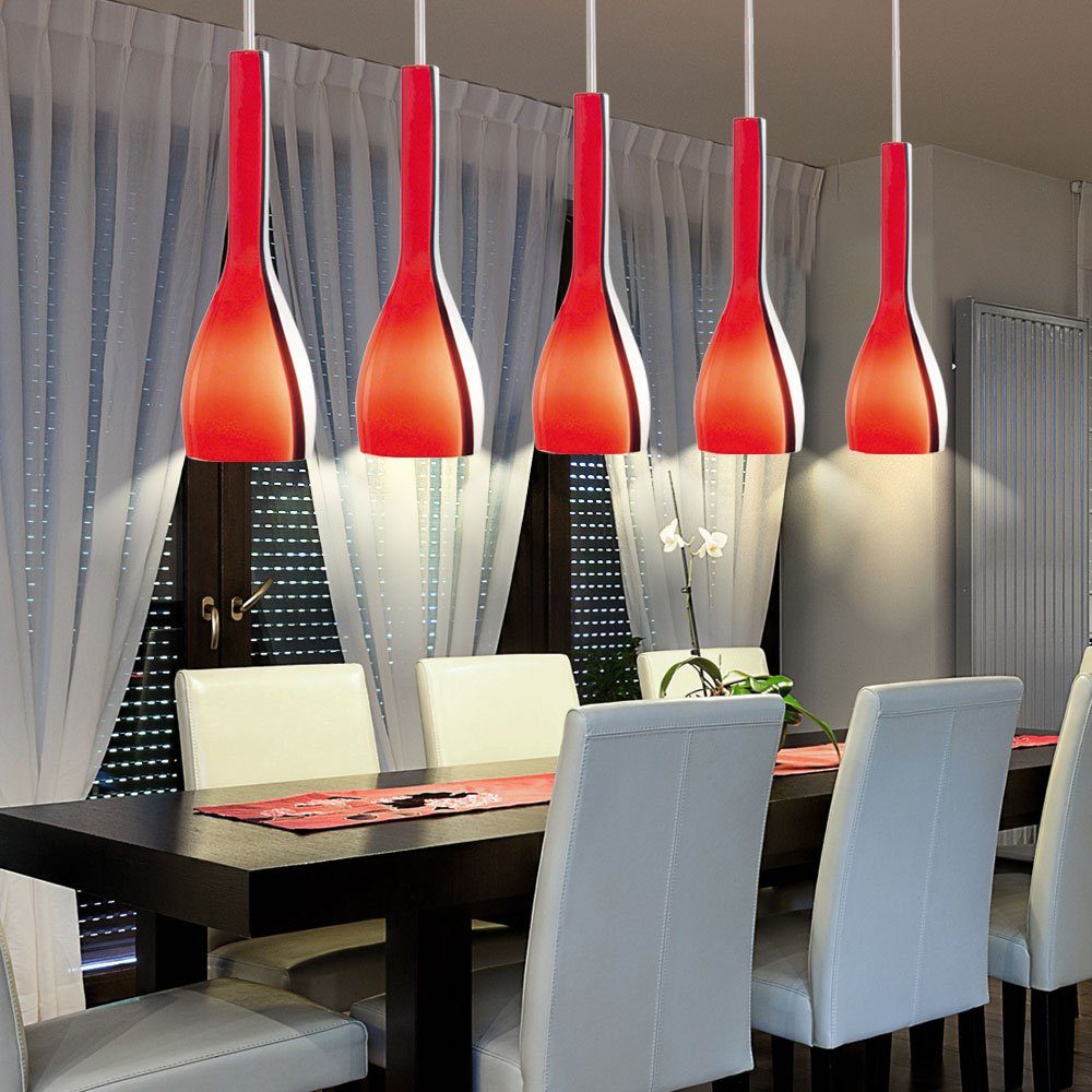 etc-shop Warmweiß, inklusive, Hänge Esszimmer Pendelleuchte, Leuchte Decken Hochwertige rot Leuchtmittel Glas LED