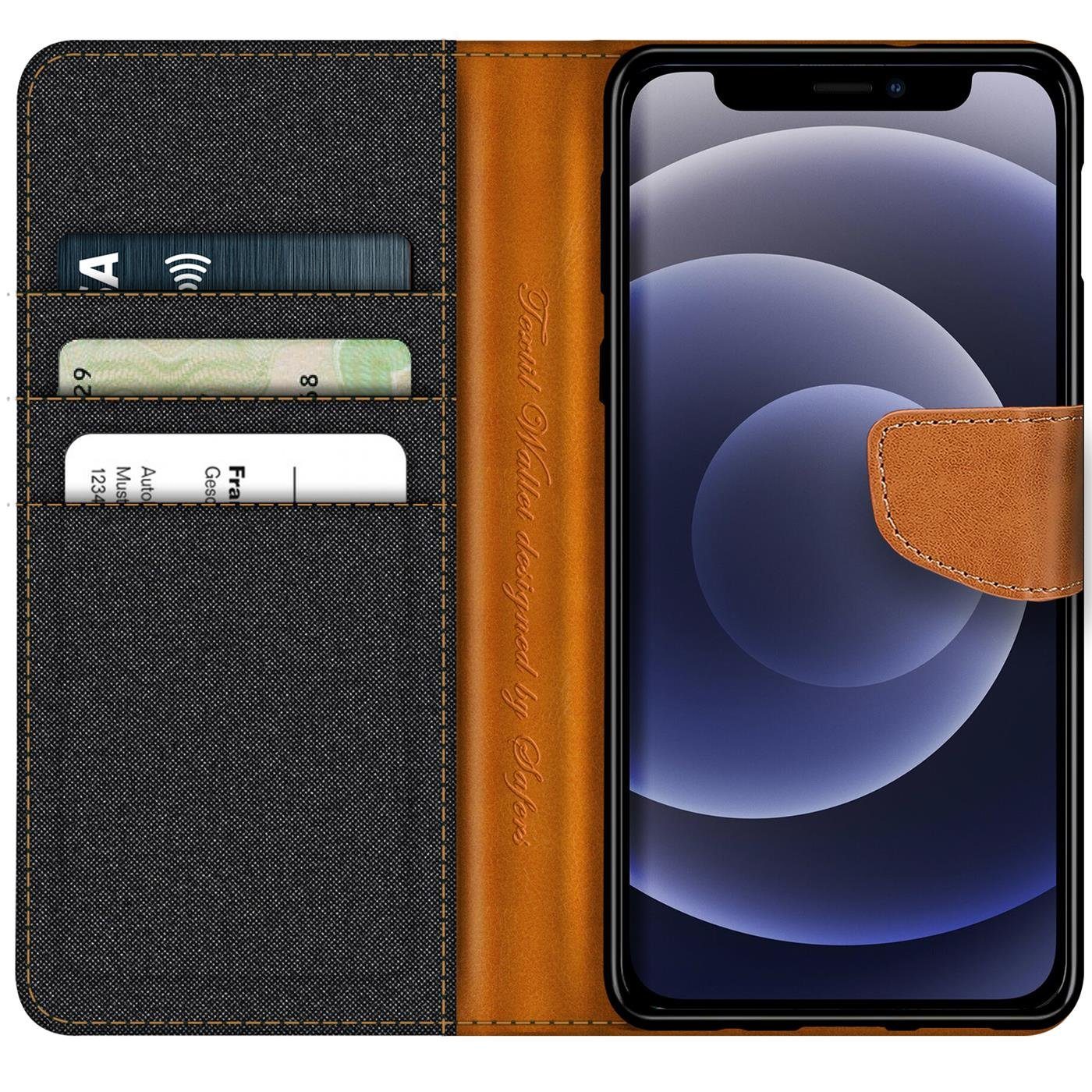 CoolGadget Handyhülle Denim Schutzhülle Flip Case für Apple iPhone 12 Mini 5,4 Zoll, Book Cover Handy Tasche Hülle für iPhone 12 Mini Klapphülle