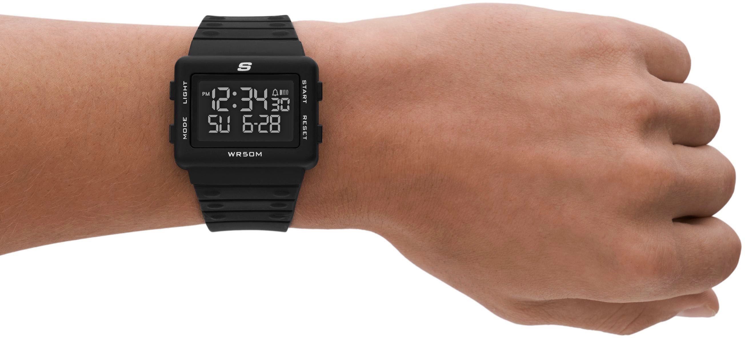 Skechers Chronograph LARSON SR1077, Quarzuhr, Armbanduhr, Herrenuhr, Silikonarmband, digital, Wochentag