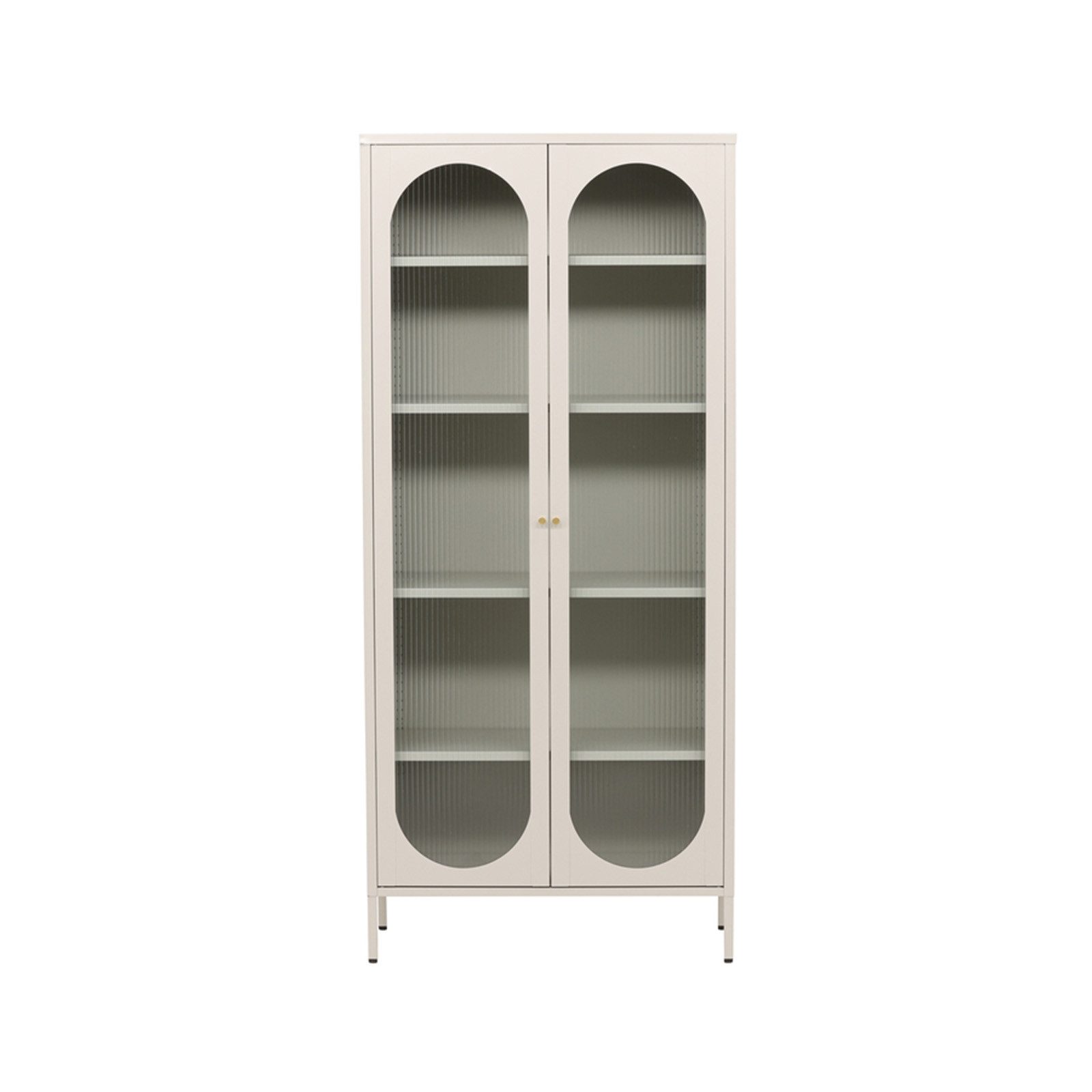 Endorphin Mehrzweckschrank Schrank Lima Beige – Moderner Stahlschrank mit Riffelglas