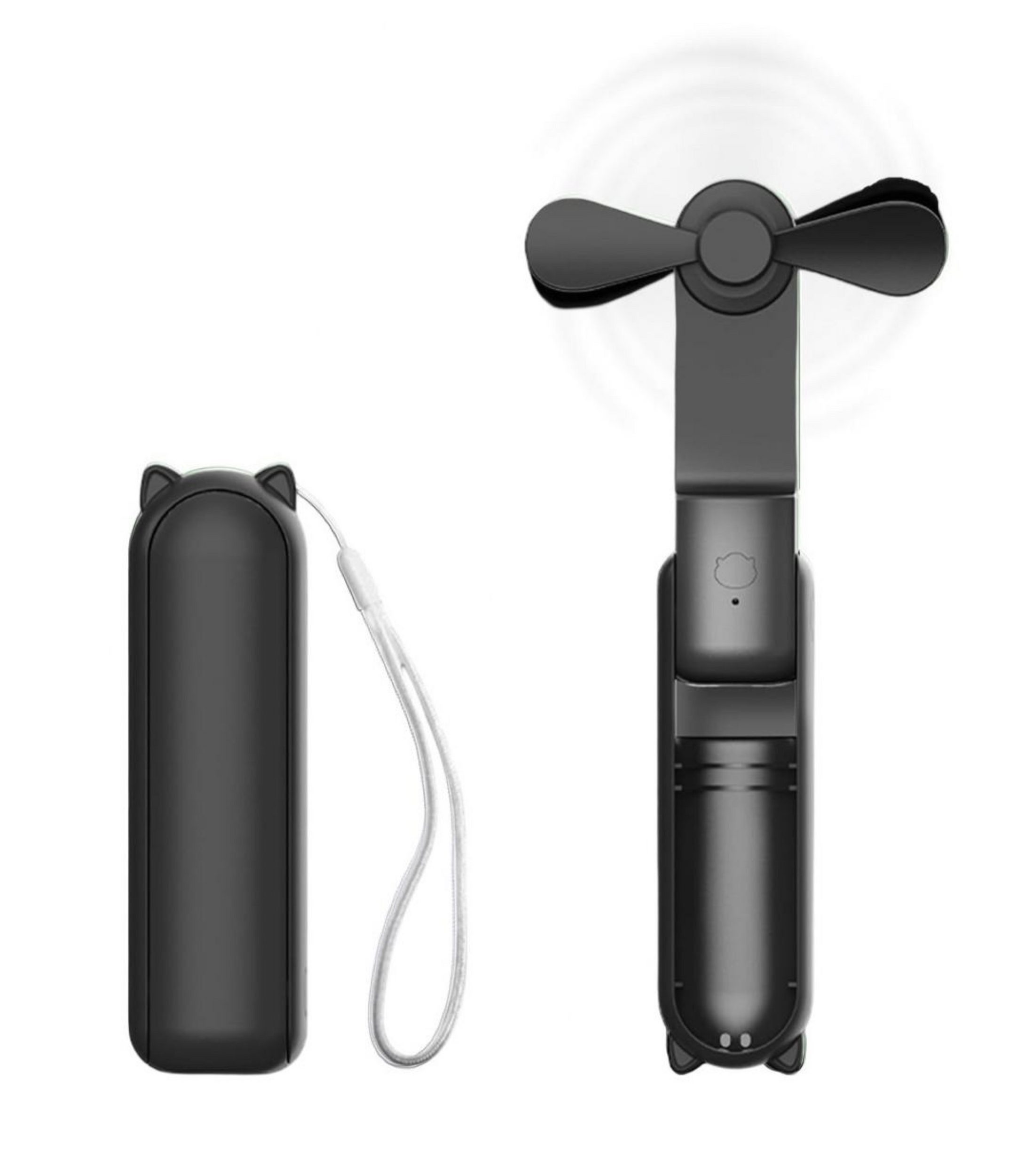 Ikonka Handventilator Mini Akku Handventilator faltbar USB-C 1200 mAh, Faltbar, Powerbank, bis 8 Std. Laufzeit, USB-C, 2-in-1 Design