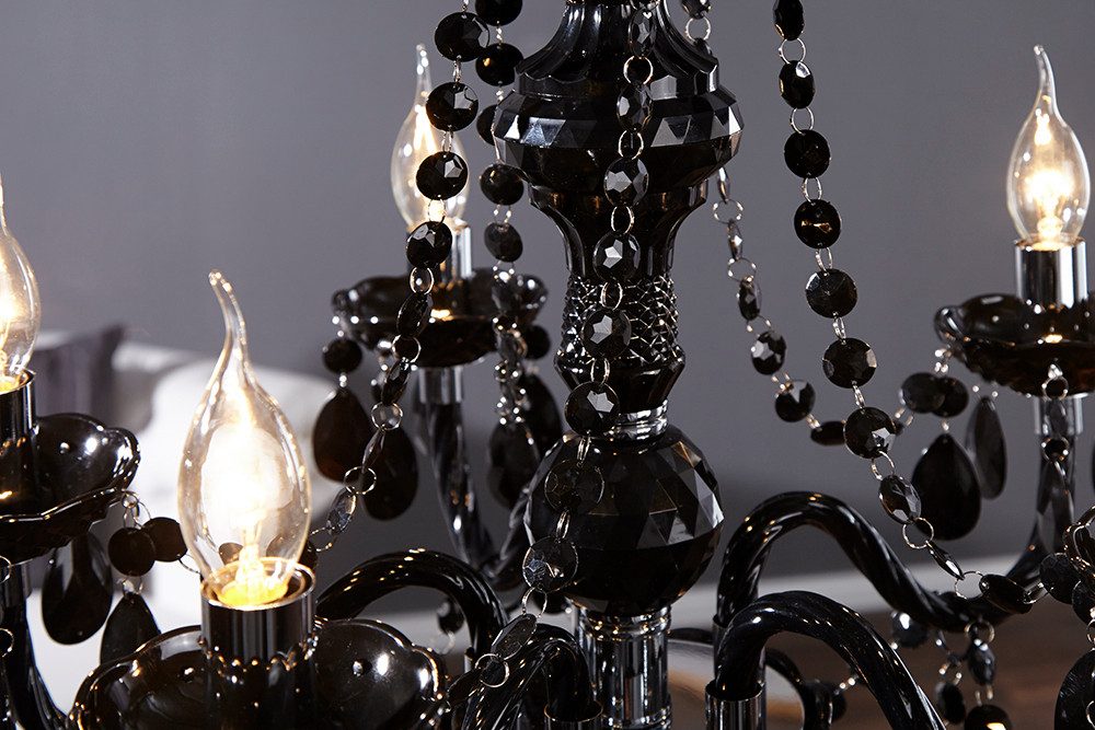 riess-ambiente Kronleuchter BLACK CRYSTAL 55cm schwarz, ohne Leuchtmittel, Hängelampe · Wohnzimmer · Acryl · Schlafzimmer · Barock Design